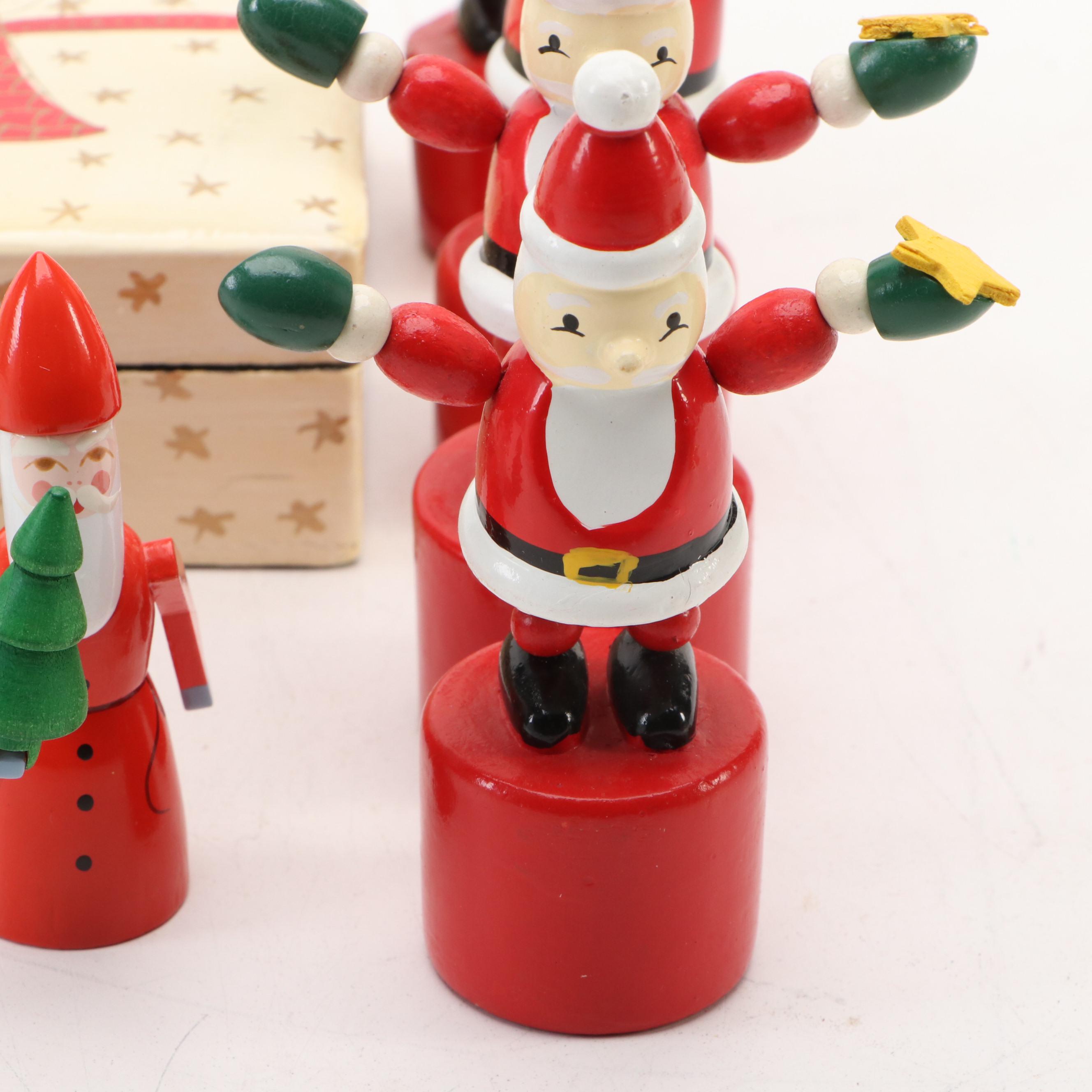 Erzgebirge Holzkunst German Candle Holder with Other Santa Claus Decor