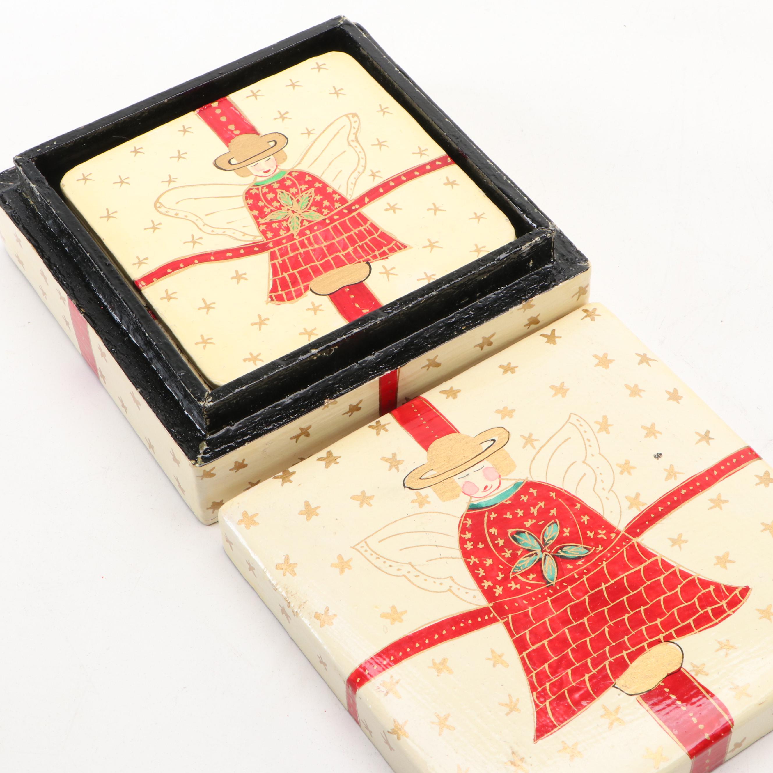 Erzgebirge Holzkunst German Candle Holder with Other Santa Claus Decor