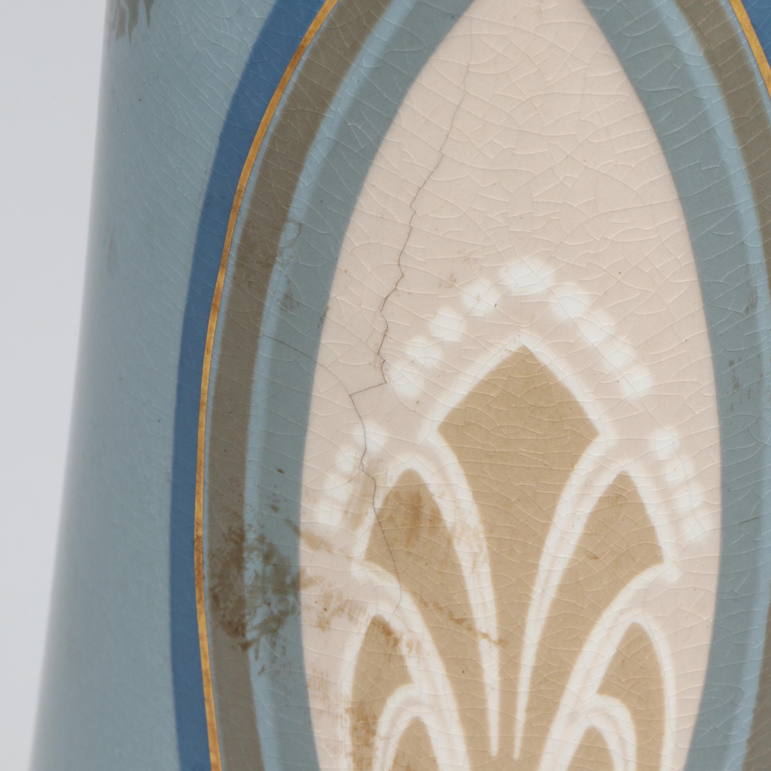 Arts and Crafts Art Pottery Handled Vase Table Lamp, Early 20th Century