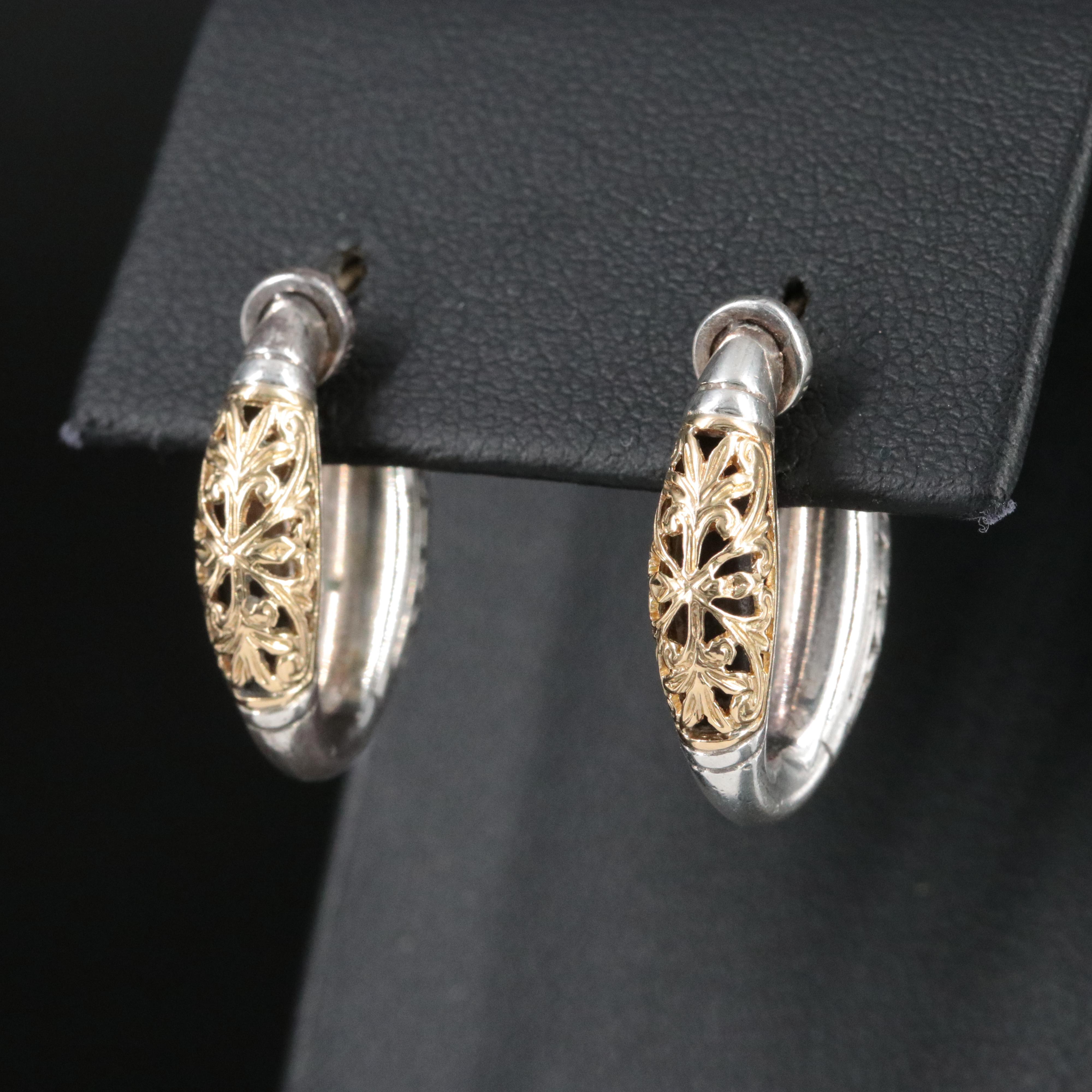 Konstantino Sterling and 18K Piecework Oval Hoop Earrings