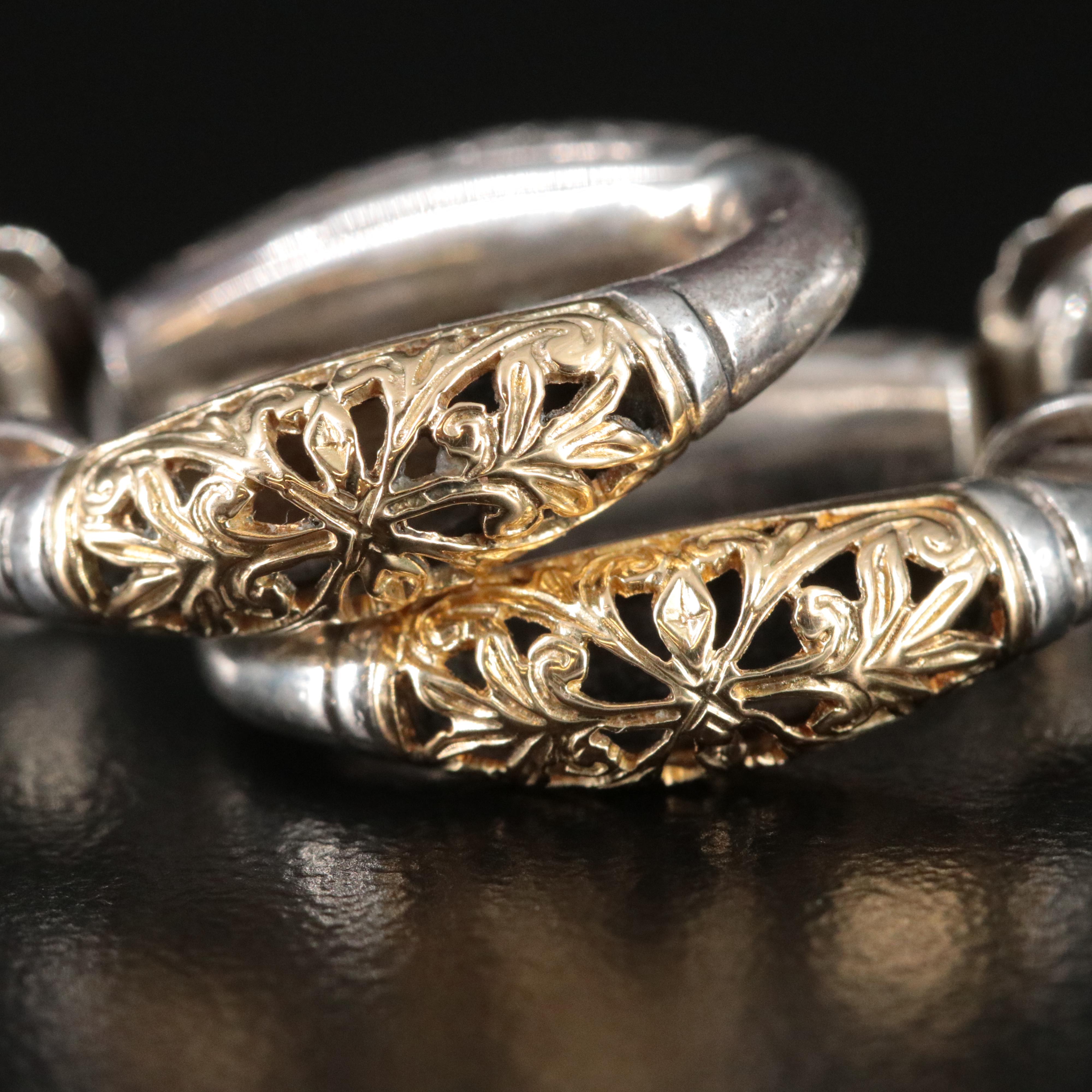 Konstantino Sterling and 18K Piecework Oval Hoop Earrings