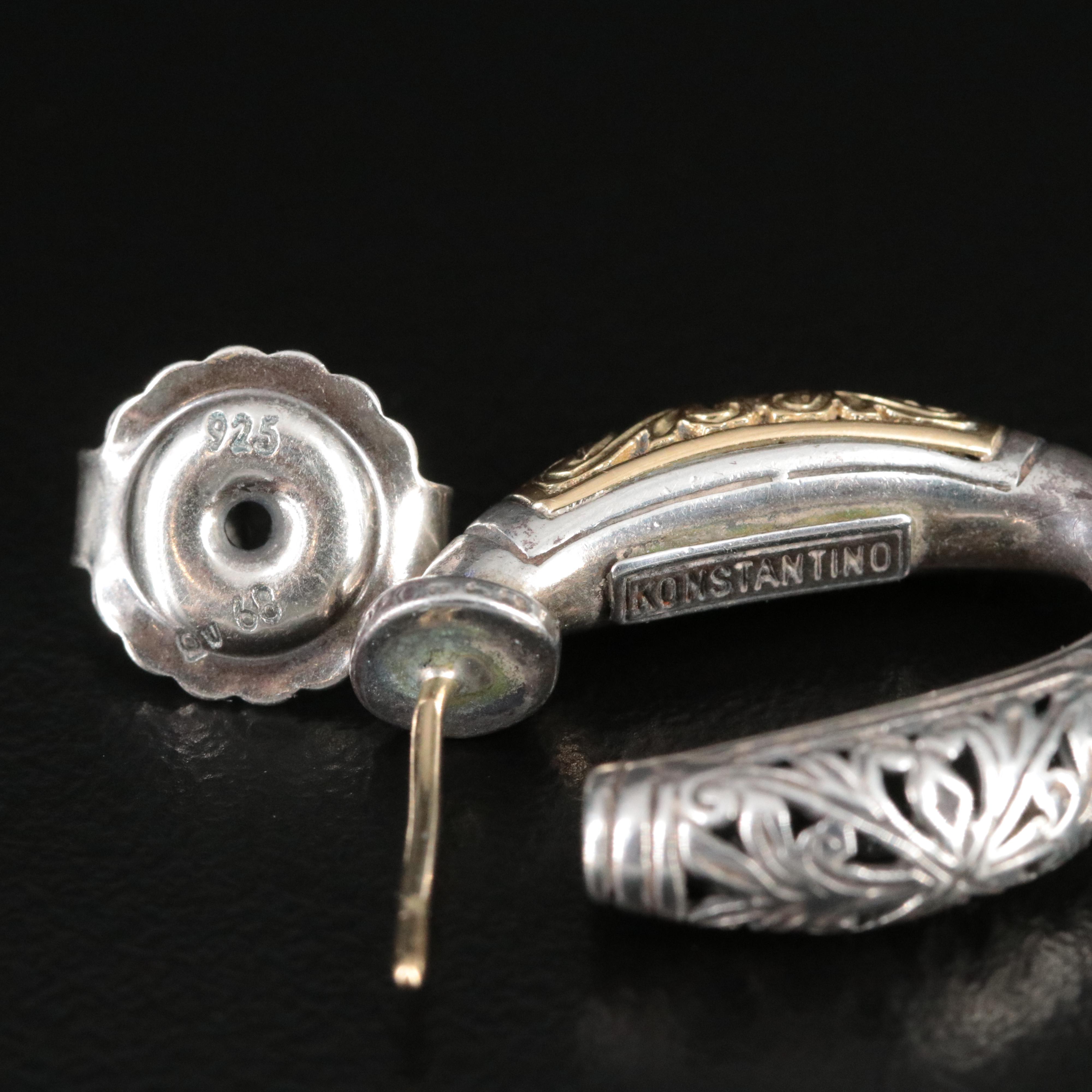 Konstantino Sterling and 18K Piecework Oval Hoop Earrings