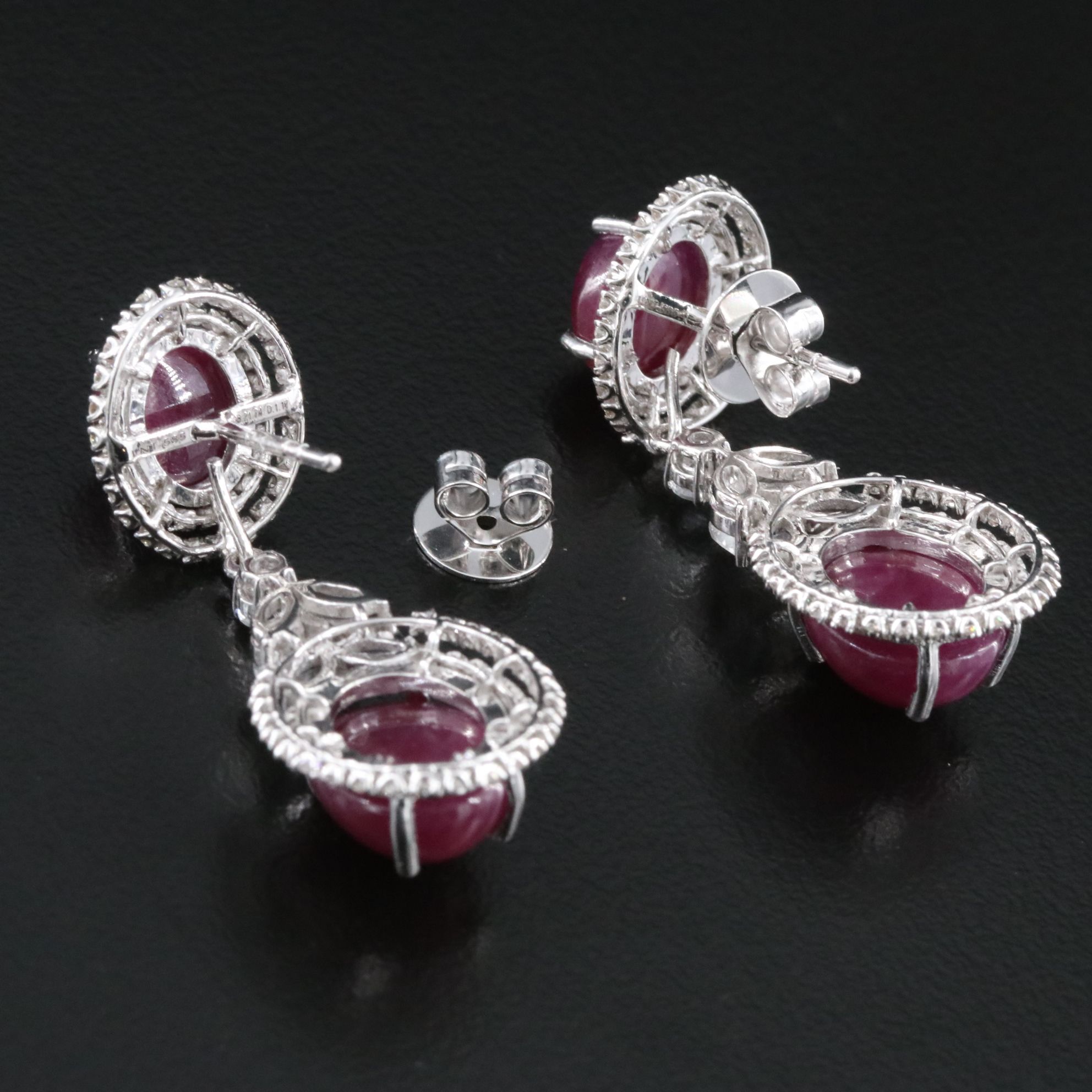 14K 20.16 CTW Ruby, White Sapphire and 1.17 CTW Diamond Earrings with IGI Report