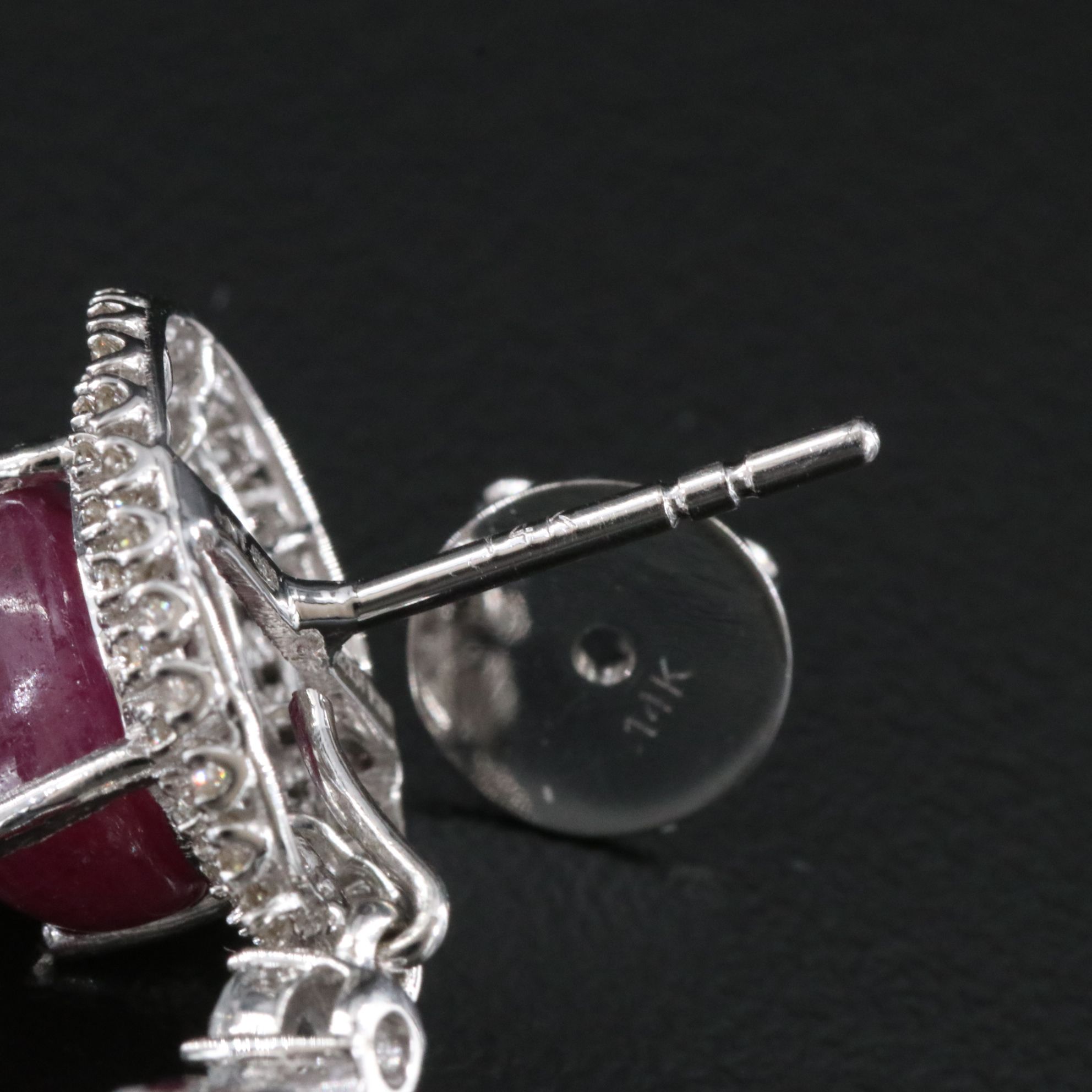 14K 20.16 CTW Ruby, White Sapphire and 1.17 CTW Diamond Earrings with IGI Report