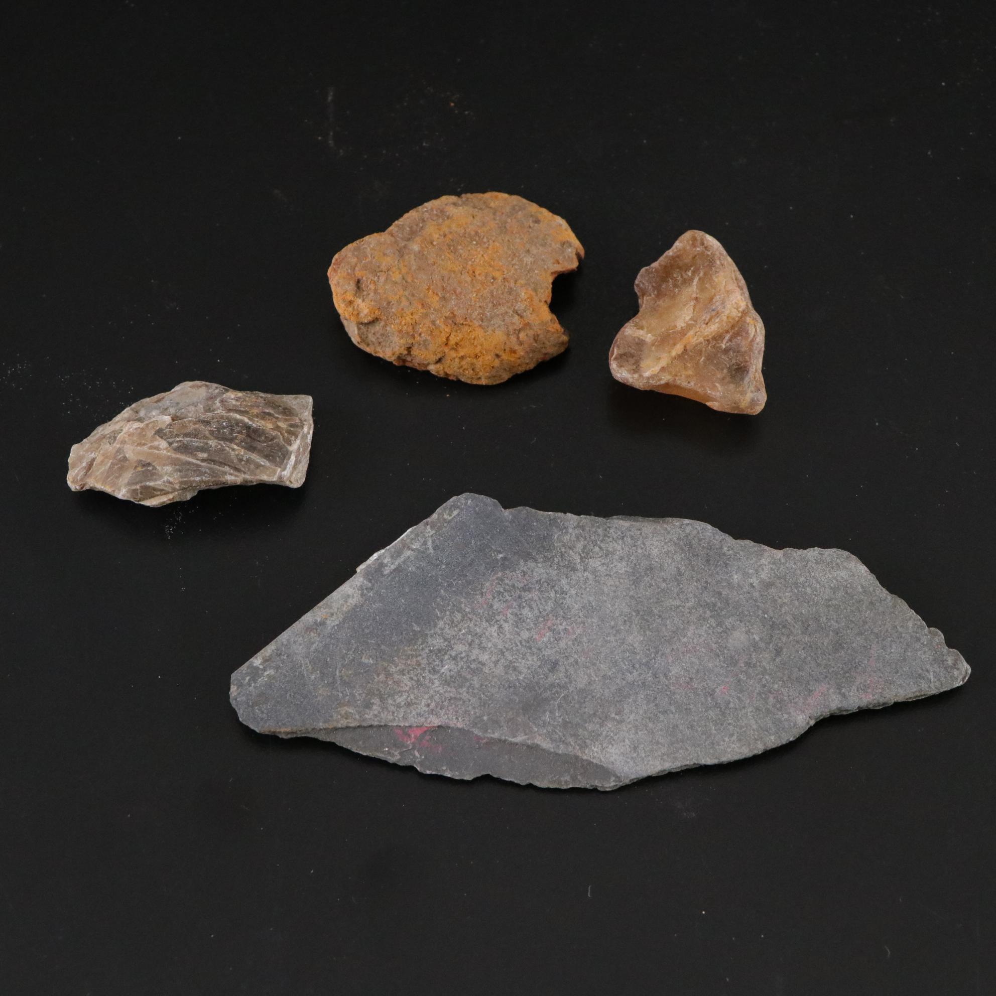 Petrified Wood, Citrine, Slate & Other Mineral Specimens