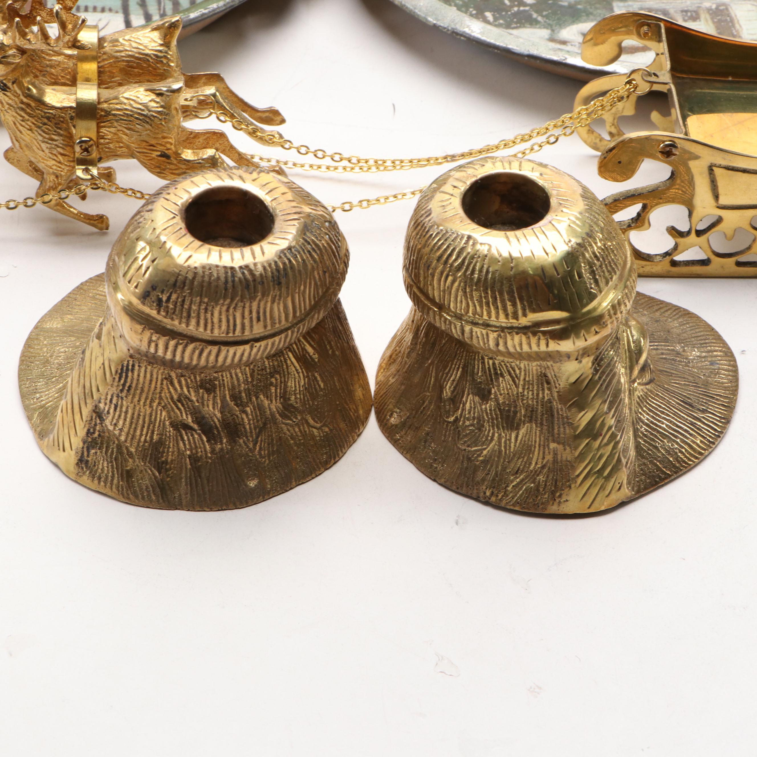 German Wooden Smokers with Other Christmas Plates, Candle Holders and More Decor