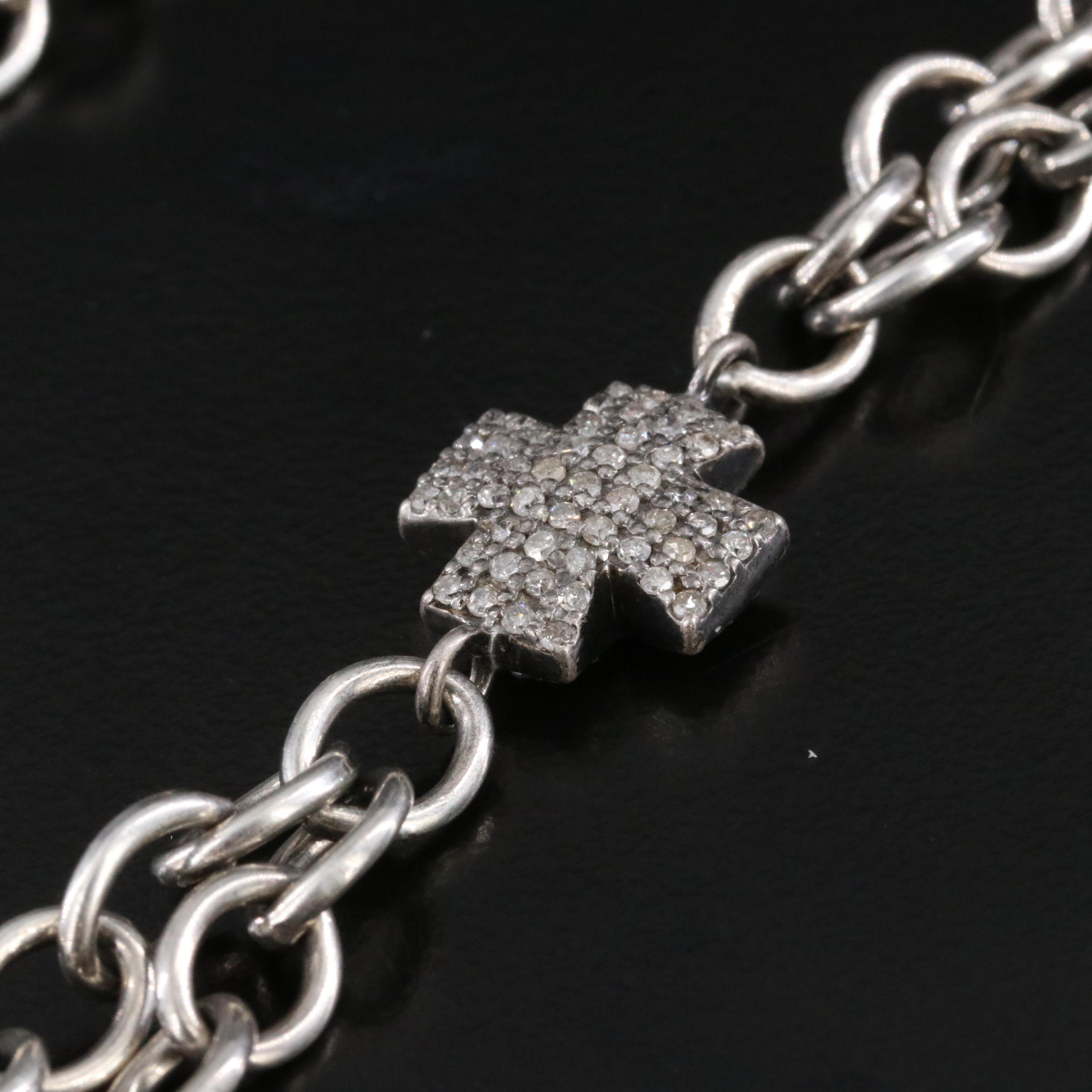 Sheryl Lowe Sterling Sunstone and Diamond Maltese Cross Lariat Necklace