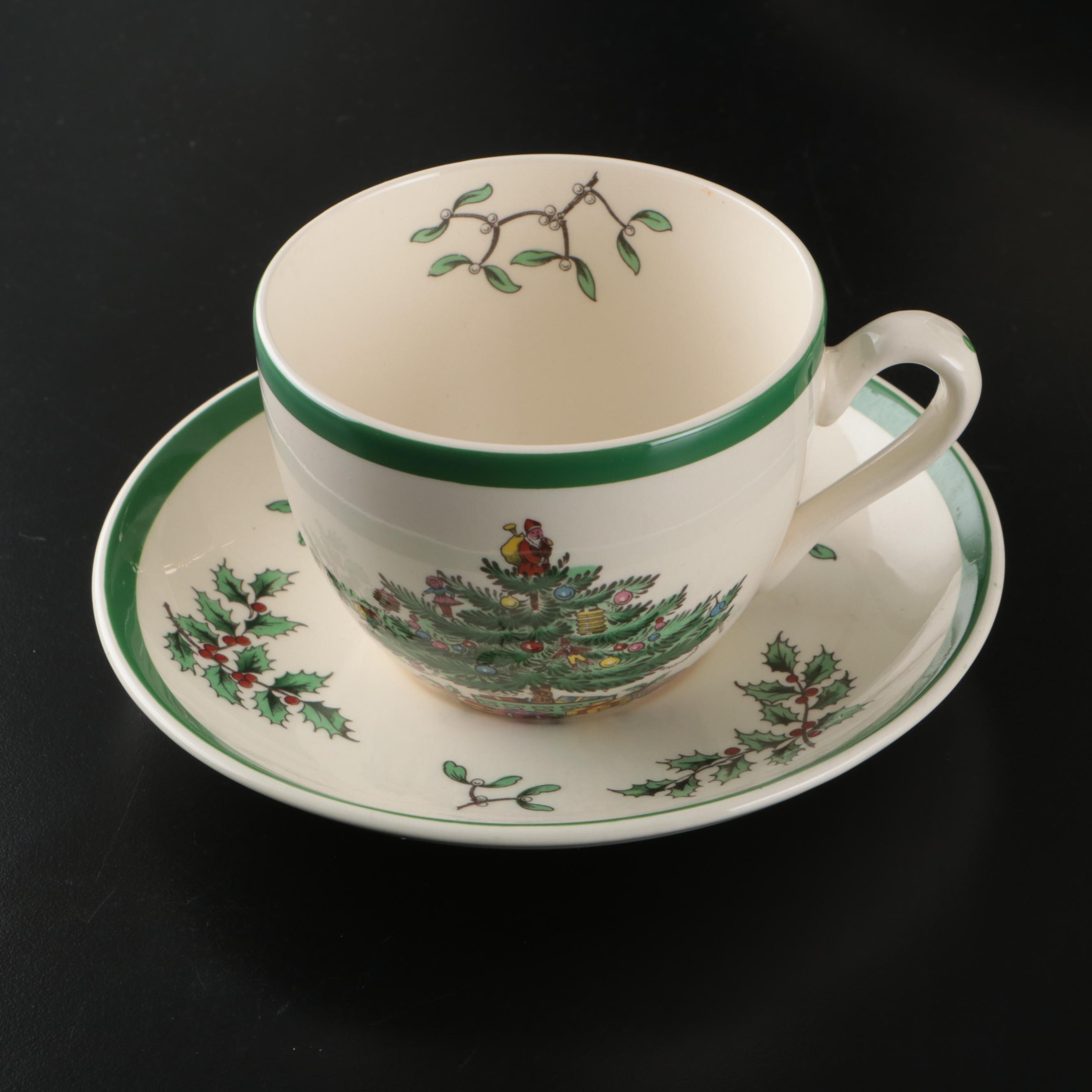 Spode "Christmas Tree" Porcelain Tableware with Seasonal Tablecloths