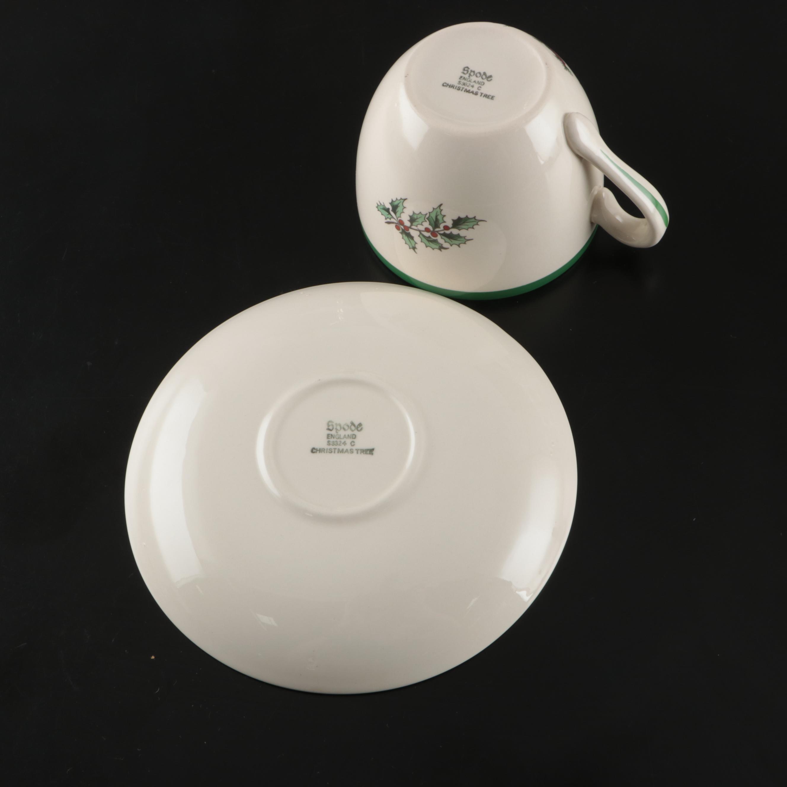 Spode "Christmas Tree" Porcelain Tableware with Seasonal Tablecloths