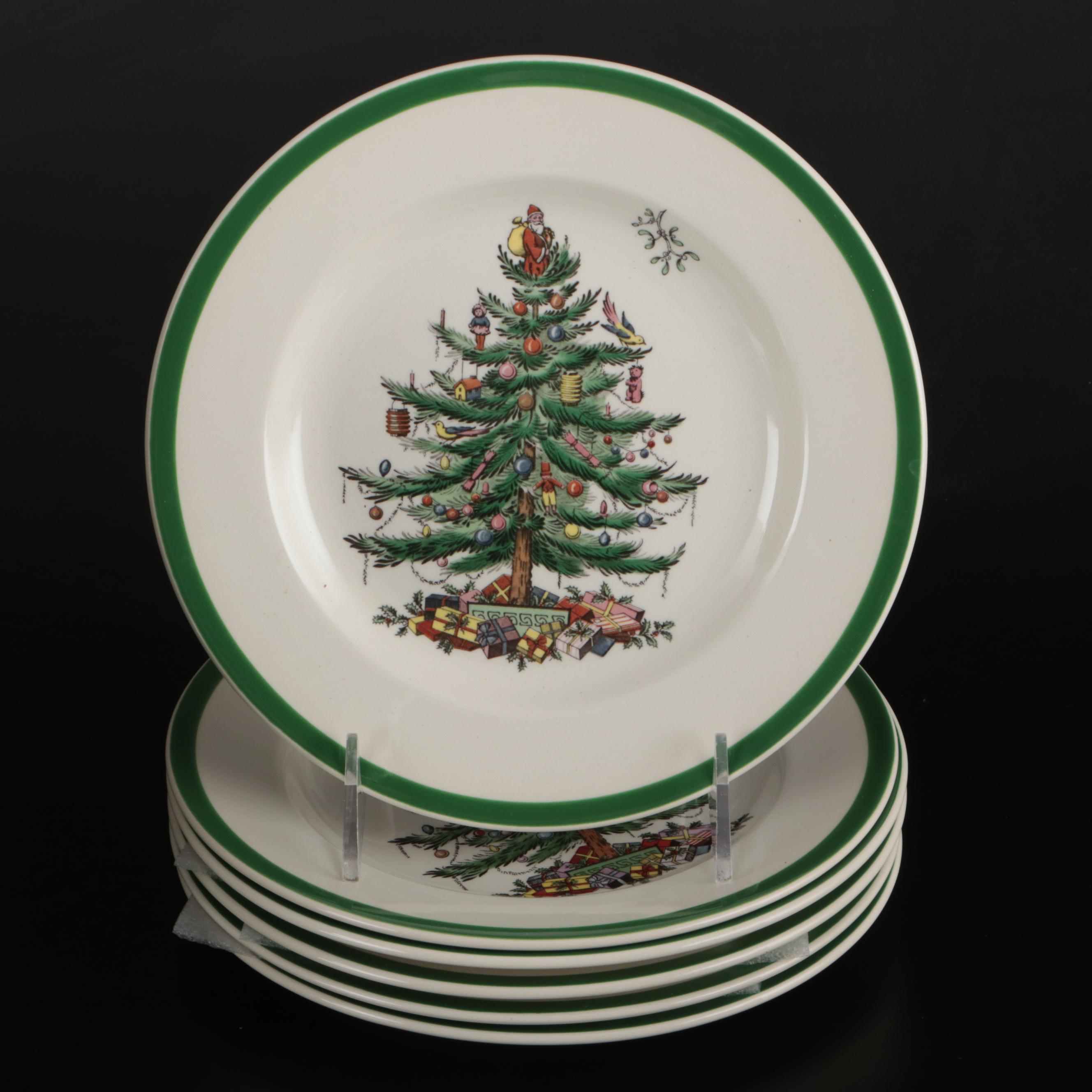 Spode "Christmas Tree" Porcelain Tableware with Seasonal Tablecloths