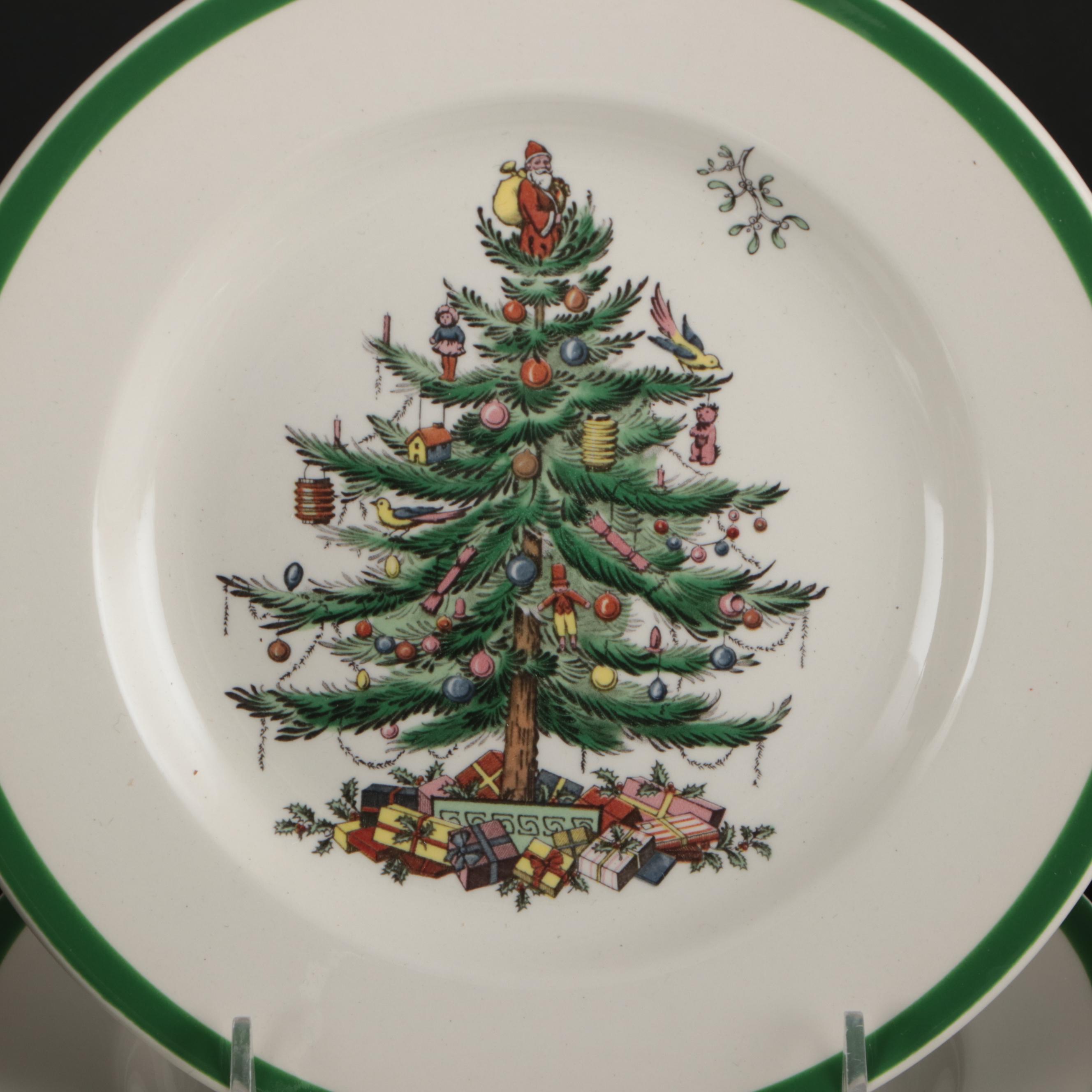 Spode "Christmas Tree" Porcelain Tableware with Seasonal Tablecloths