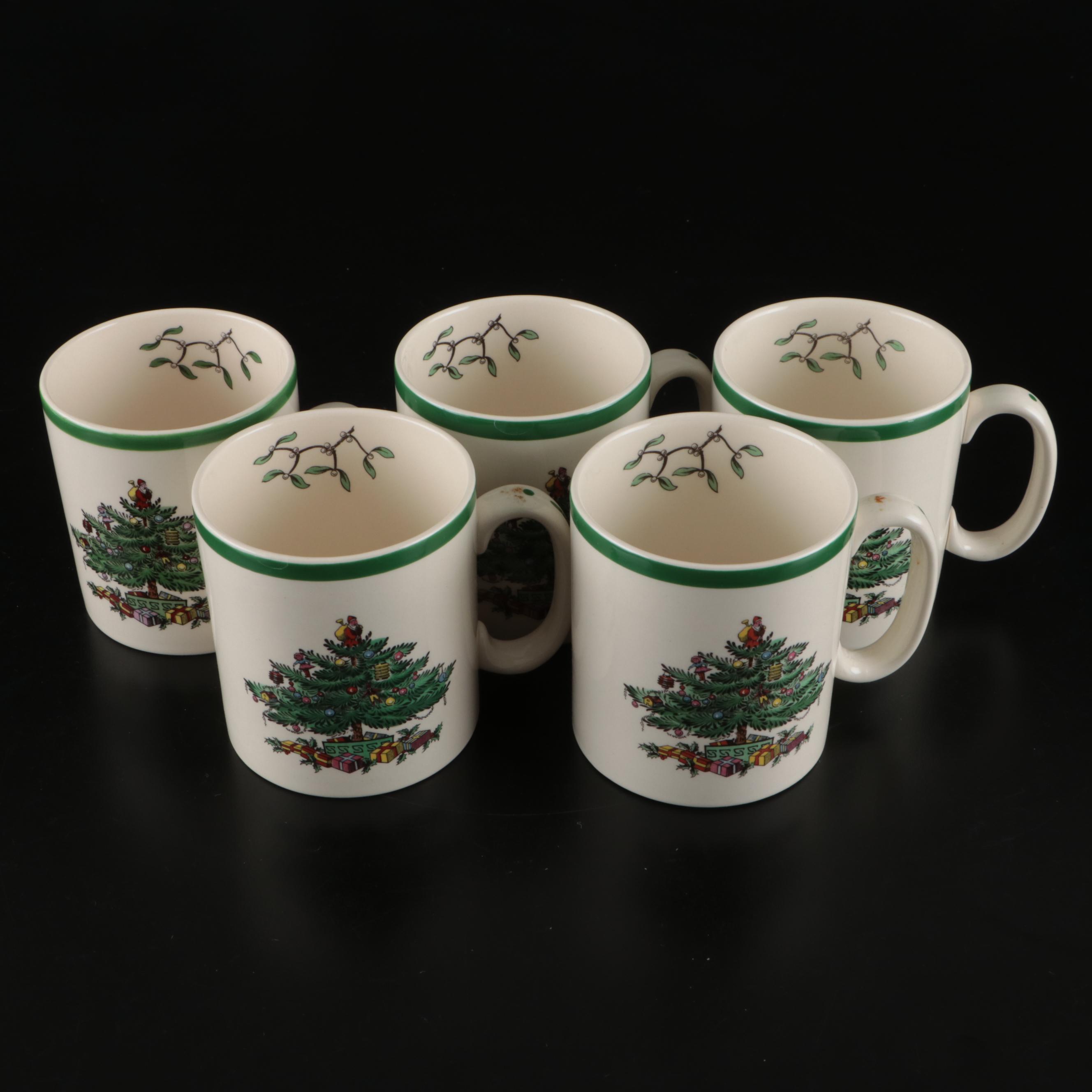 Spode "Christmas Tree" Porcelain Tableware with Seasonal Tablecloths