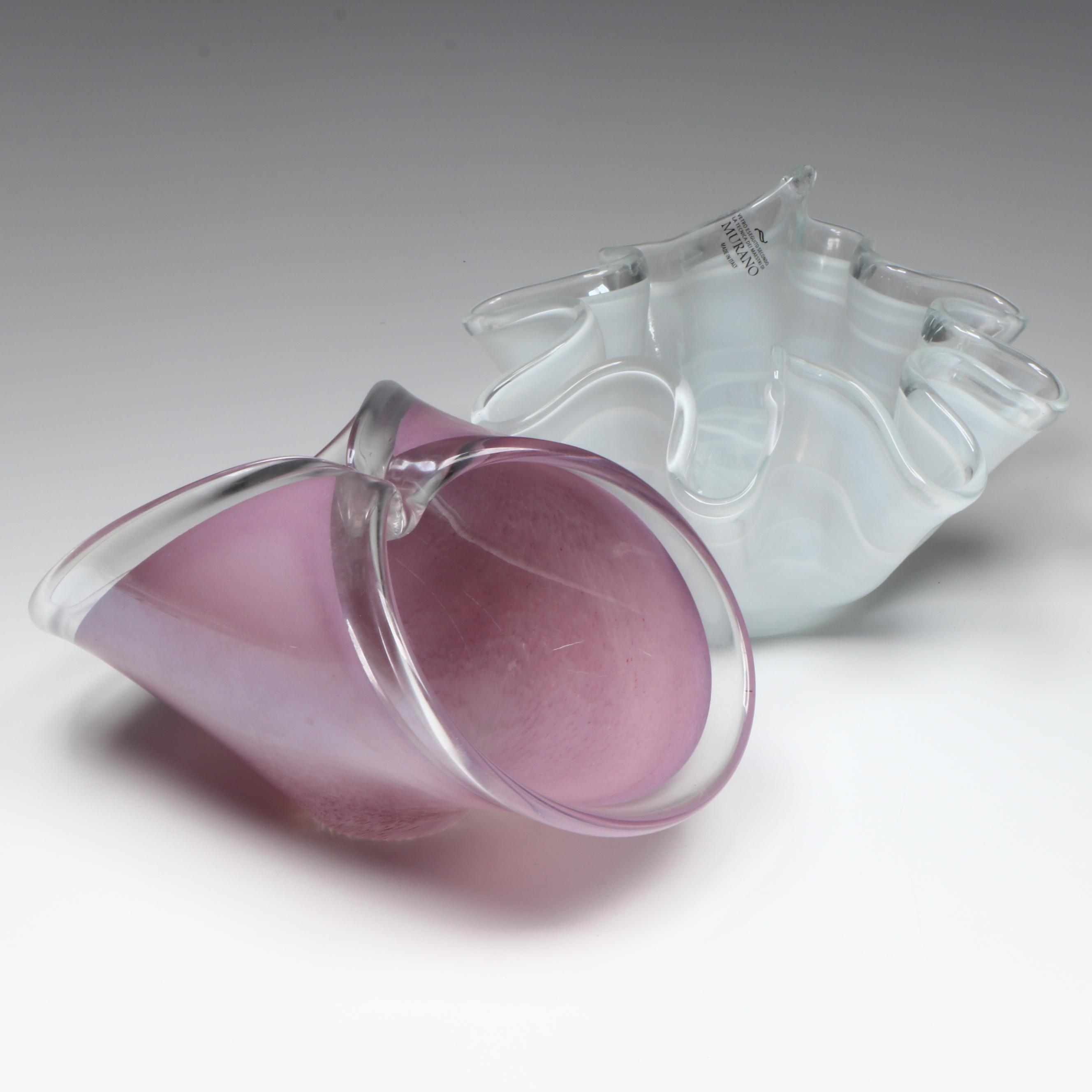 Murano Handblown Art Glass Bowls, Mid to Late 20th Century