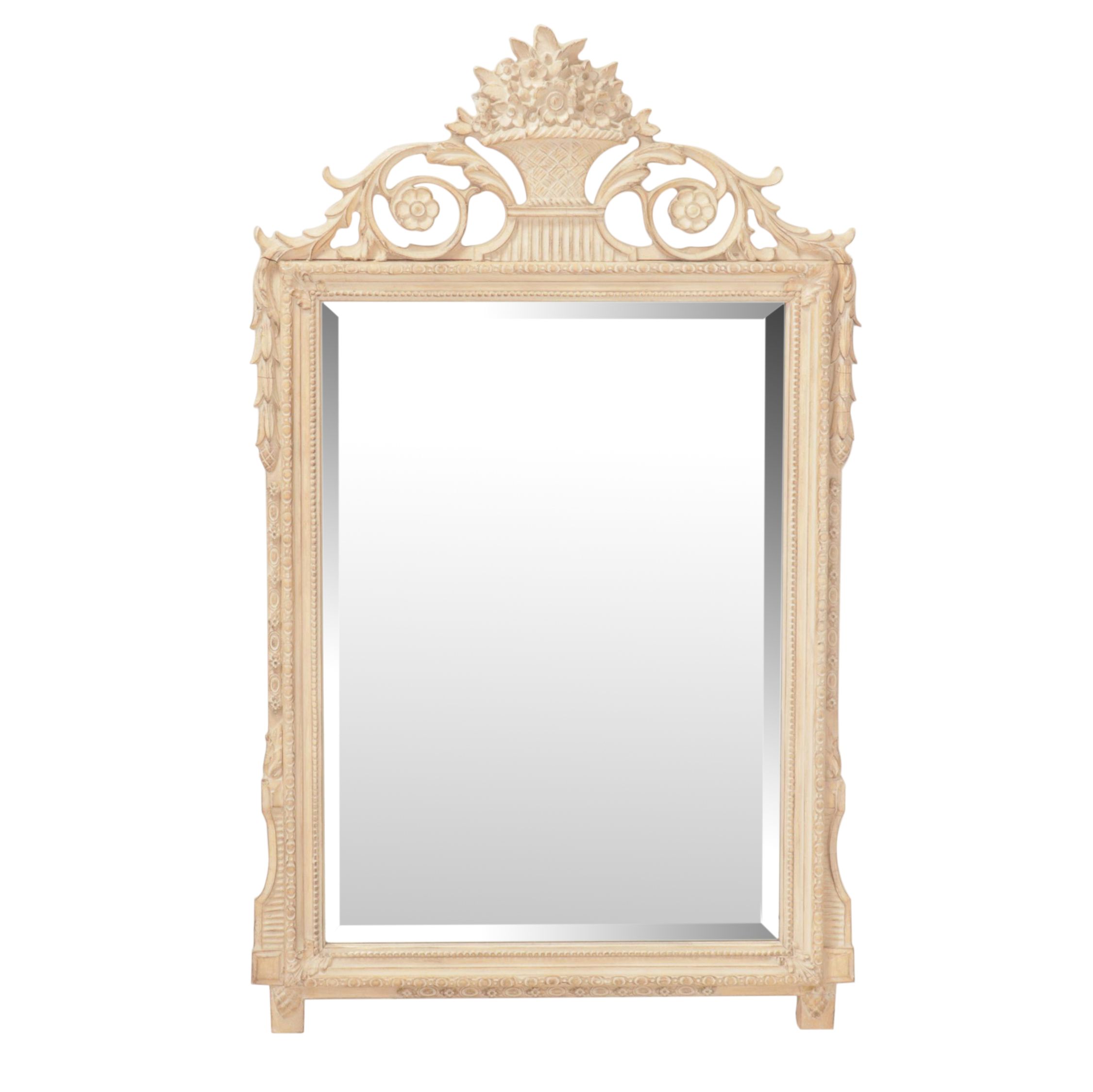 Friedman Brothers Gustavian Style Distressed Wood Wall Mirror, Late 20th Century