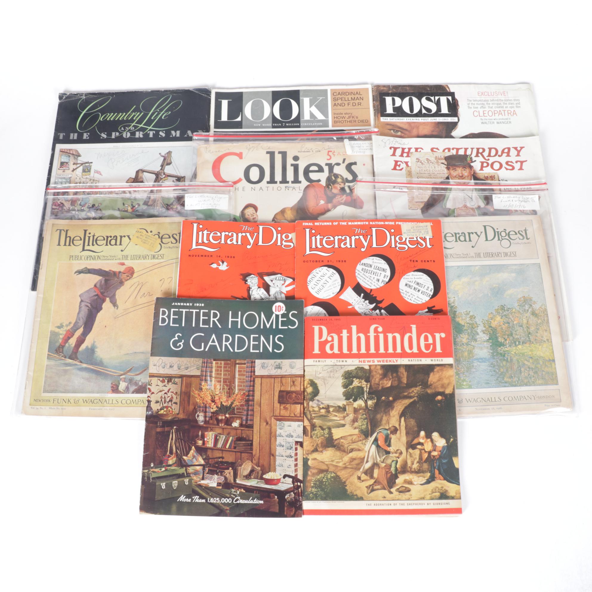 The Literary Digest, Colliers, Better Homes & Garden and More Magazines, 20th C.