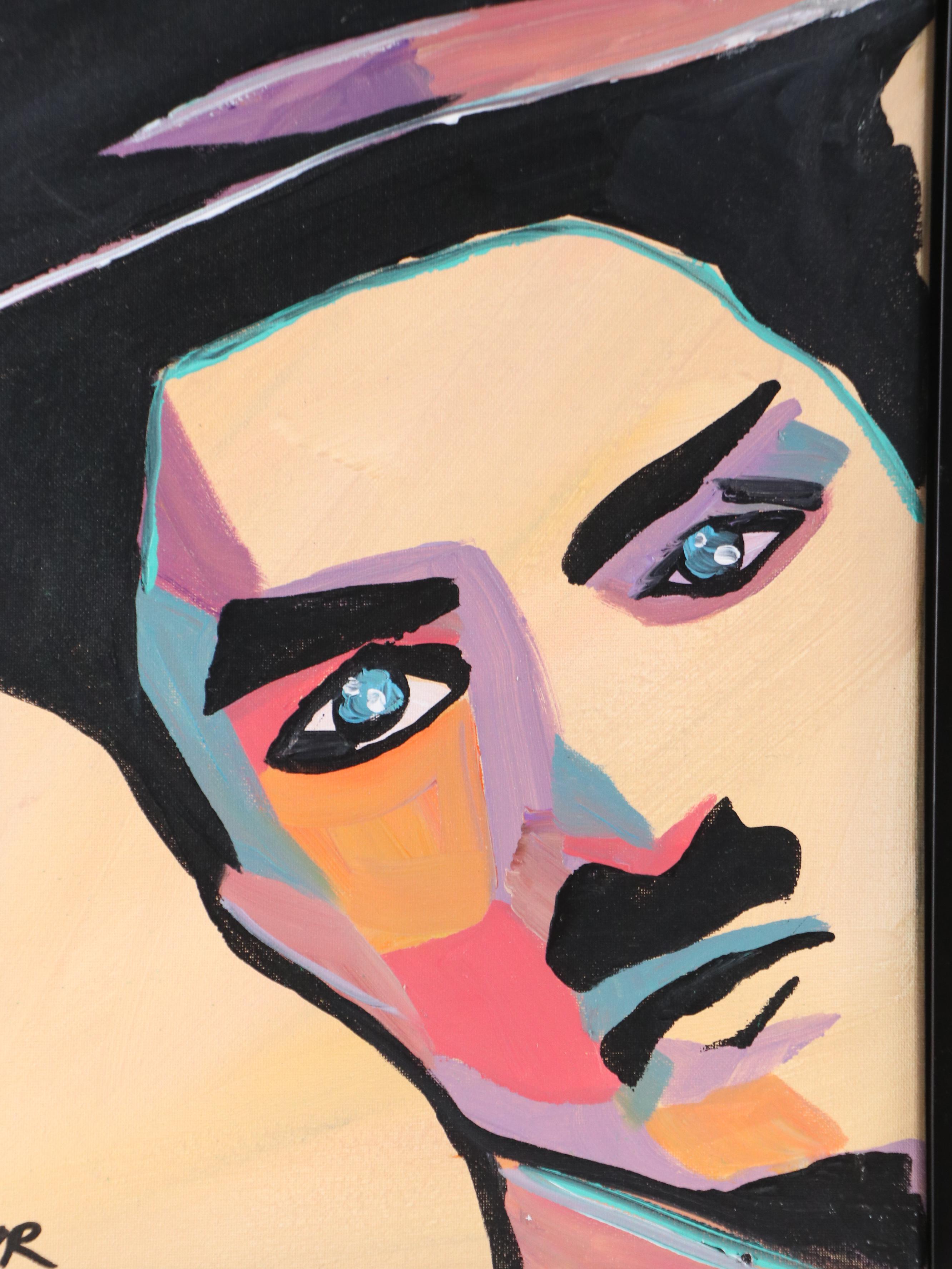 Corbellic Stylized Acrylic Portrait Painting of Man with Mustache, 2025