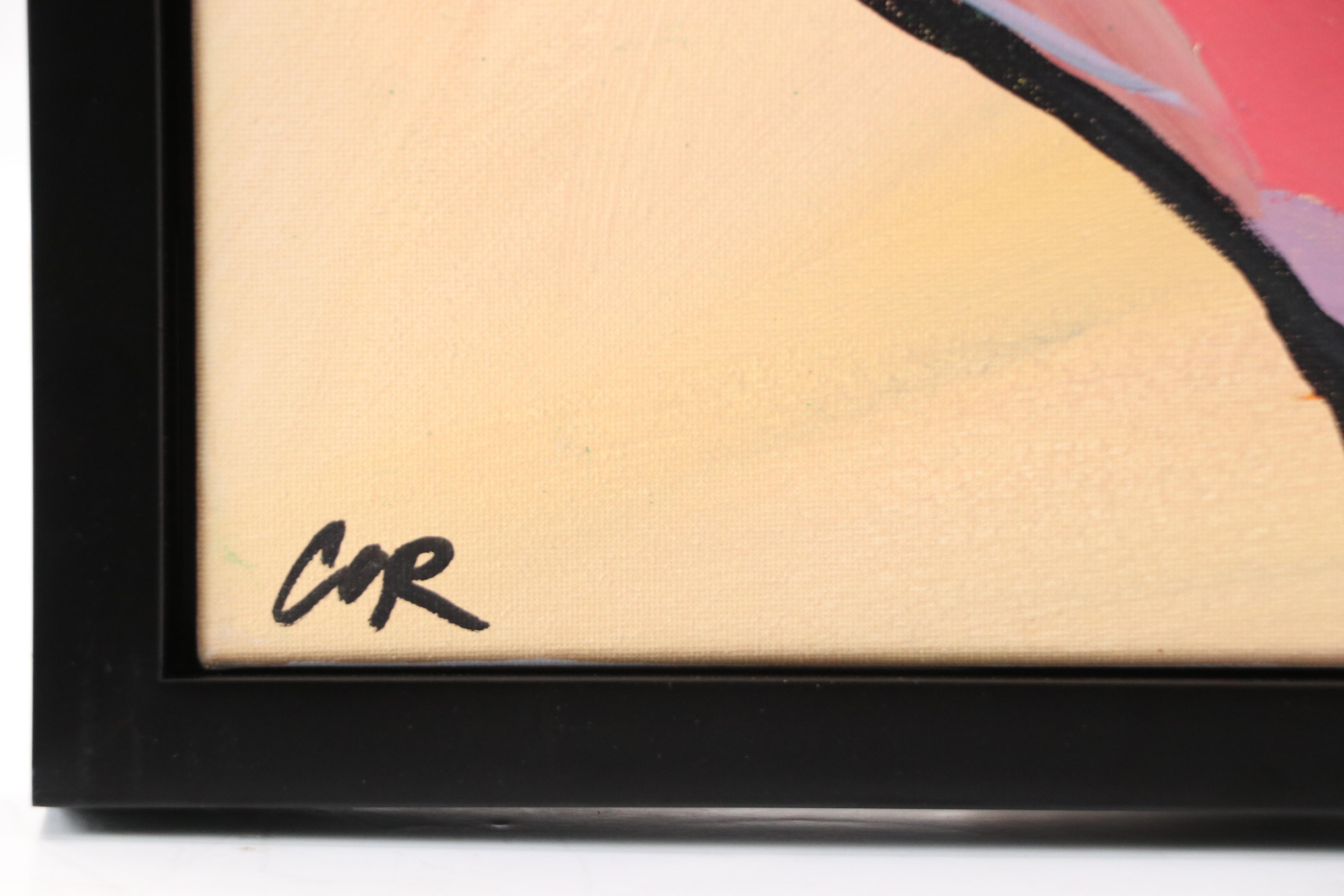 Corbellic Stylized Acrylic Portrait Painting of Man with Mustache, 2025