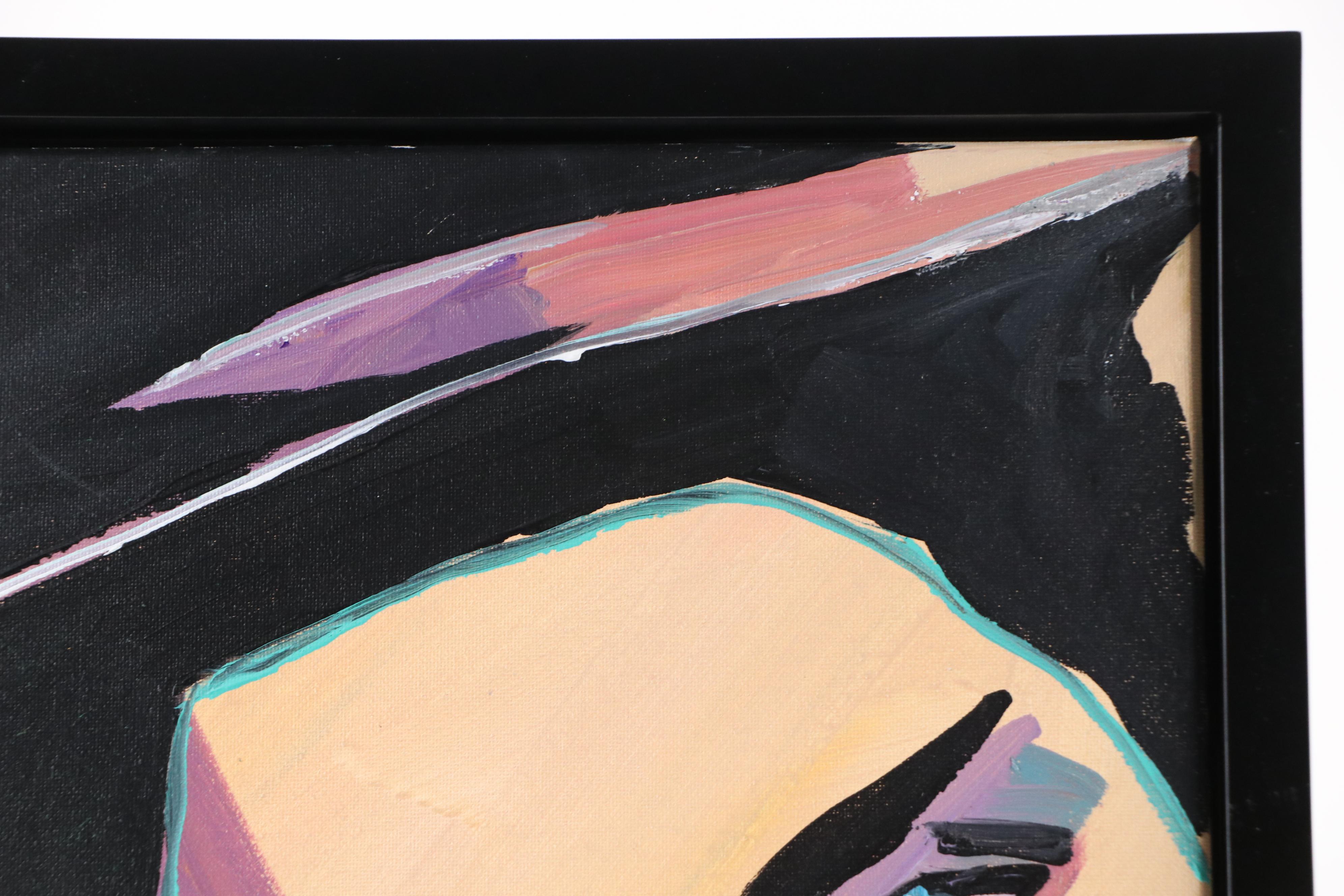 Corbellic Stylized Acrylic Portrait Painting of Man with Mustache, 2025