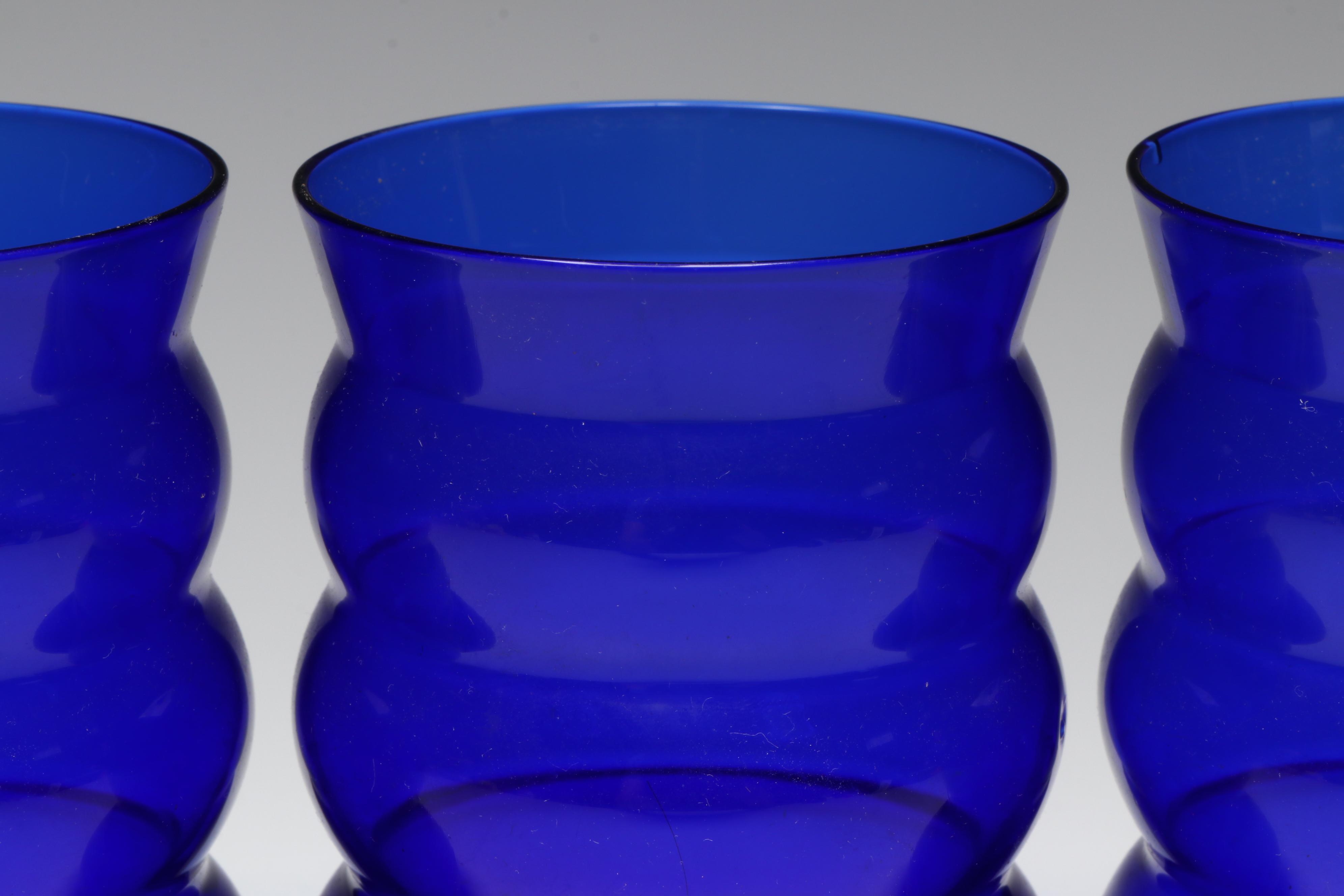Louis Art Deco Style "Harpo Cobalt" Juice Glasses, 1936