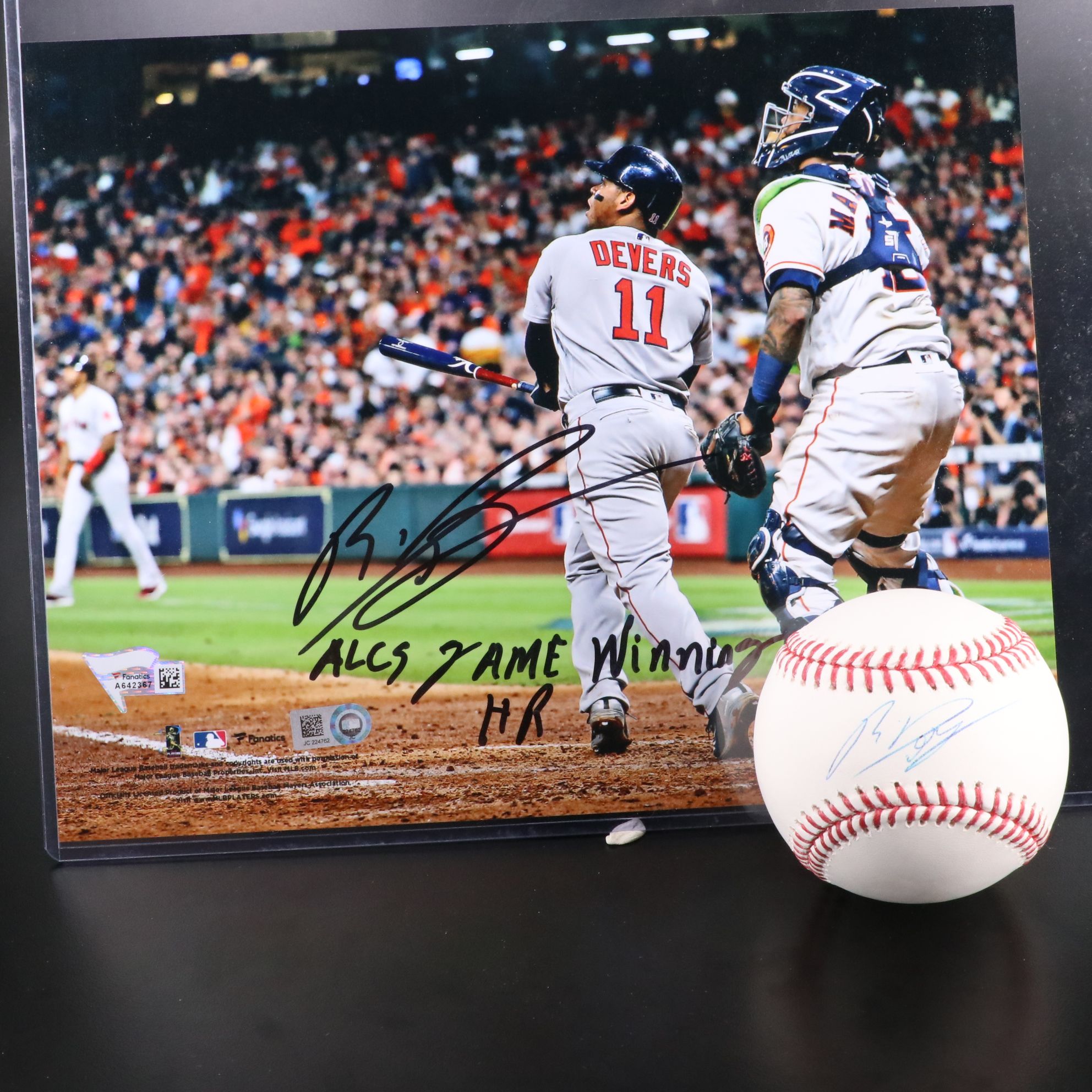 Rafael Devers Signed Rawlings Official Baseball and Boston Red Sox Print