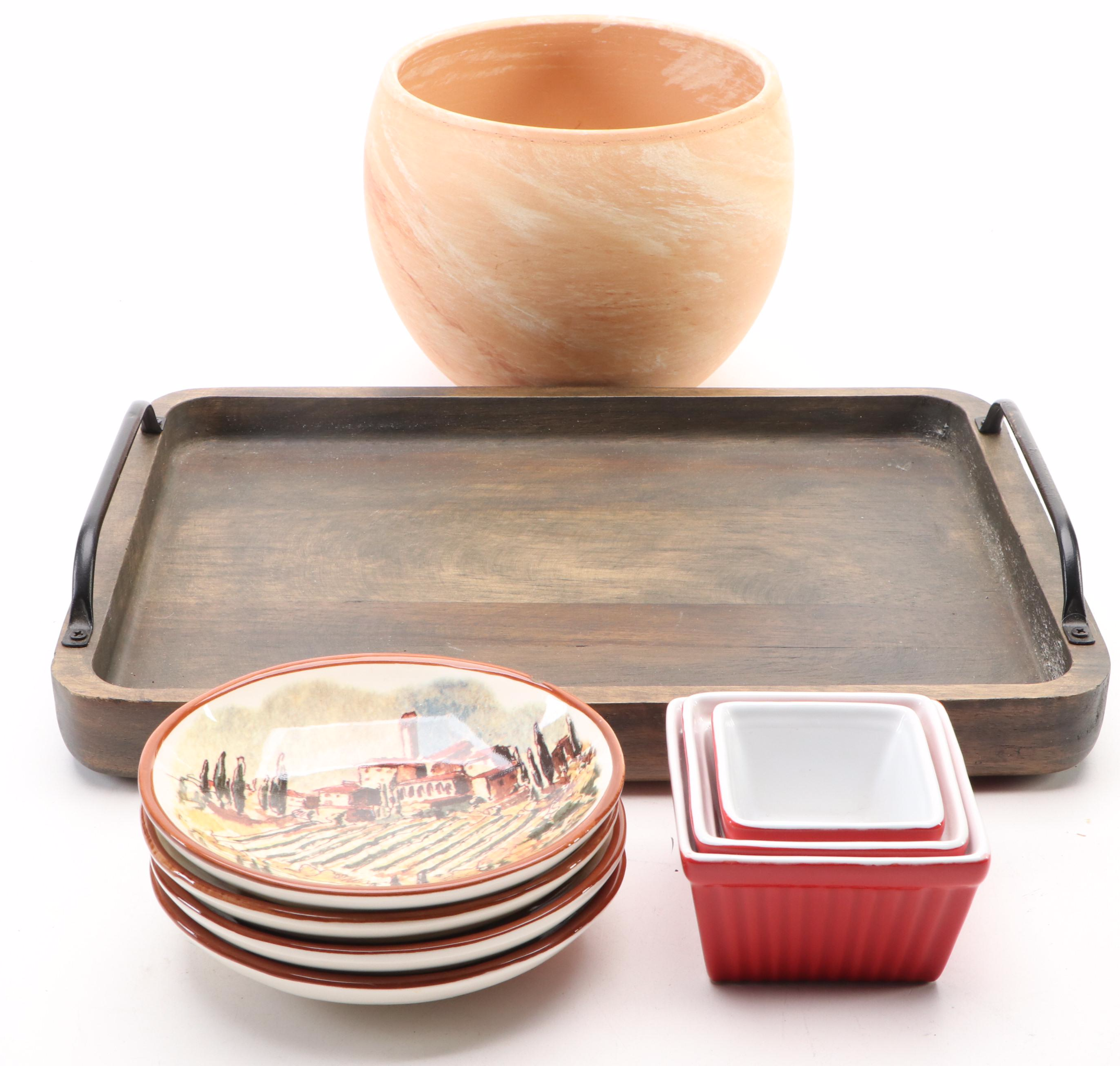 Artificial Flower Bouquet with Faux Potted Plant, Nesting Bowls and More