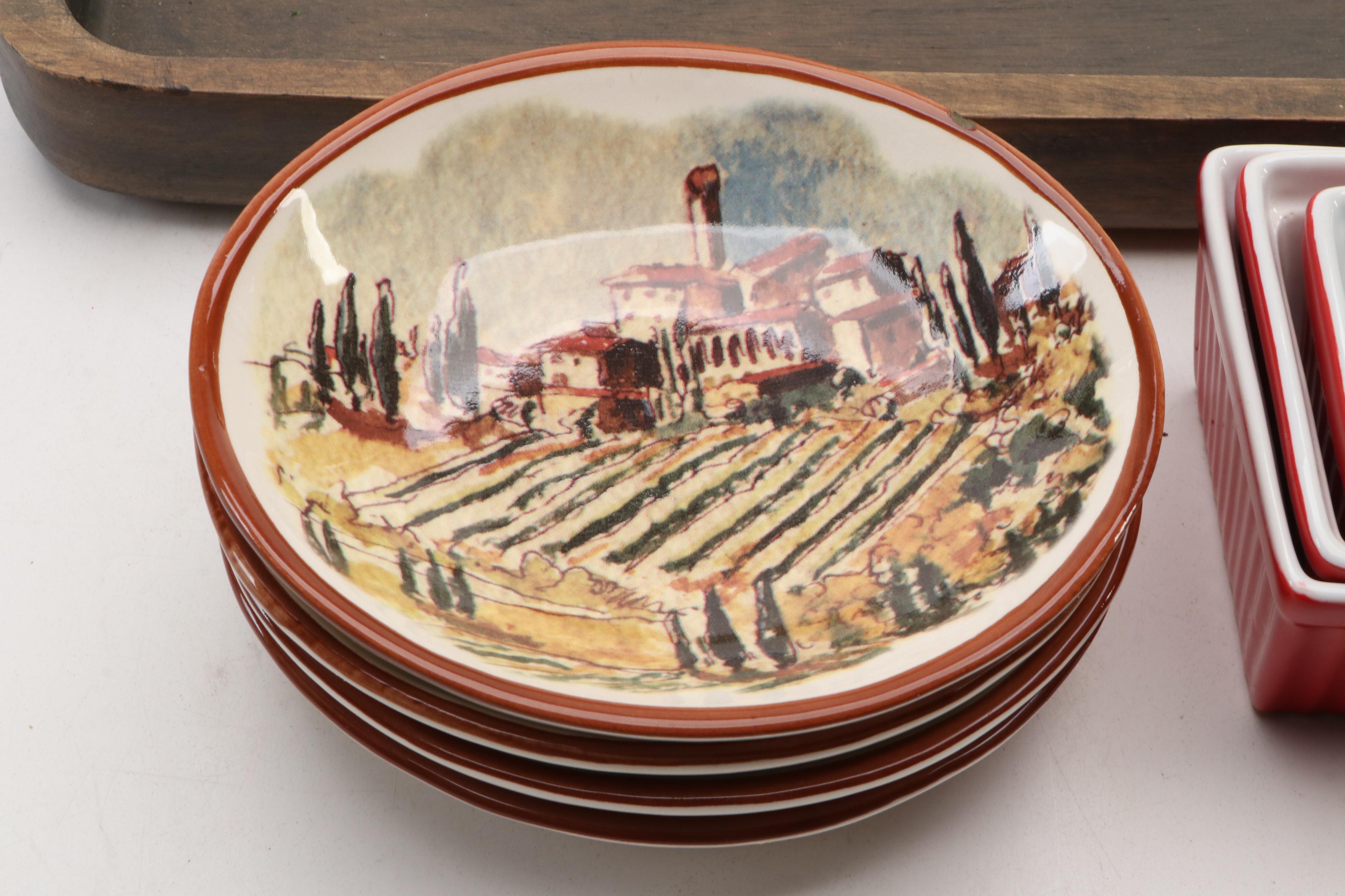 Artificial Flower Bouquet with Faux Potted Plant, Nesting Bowls and More