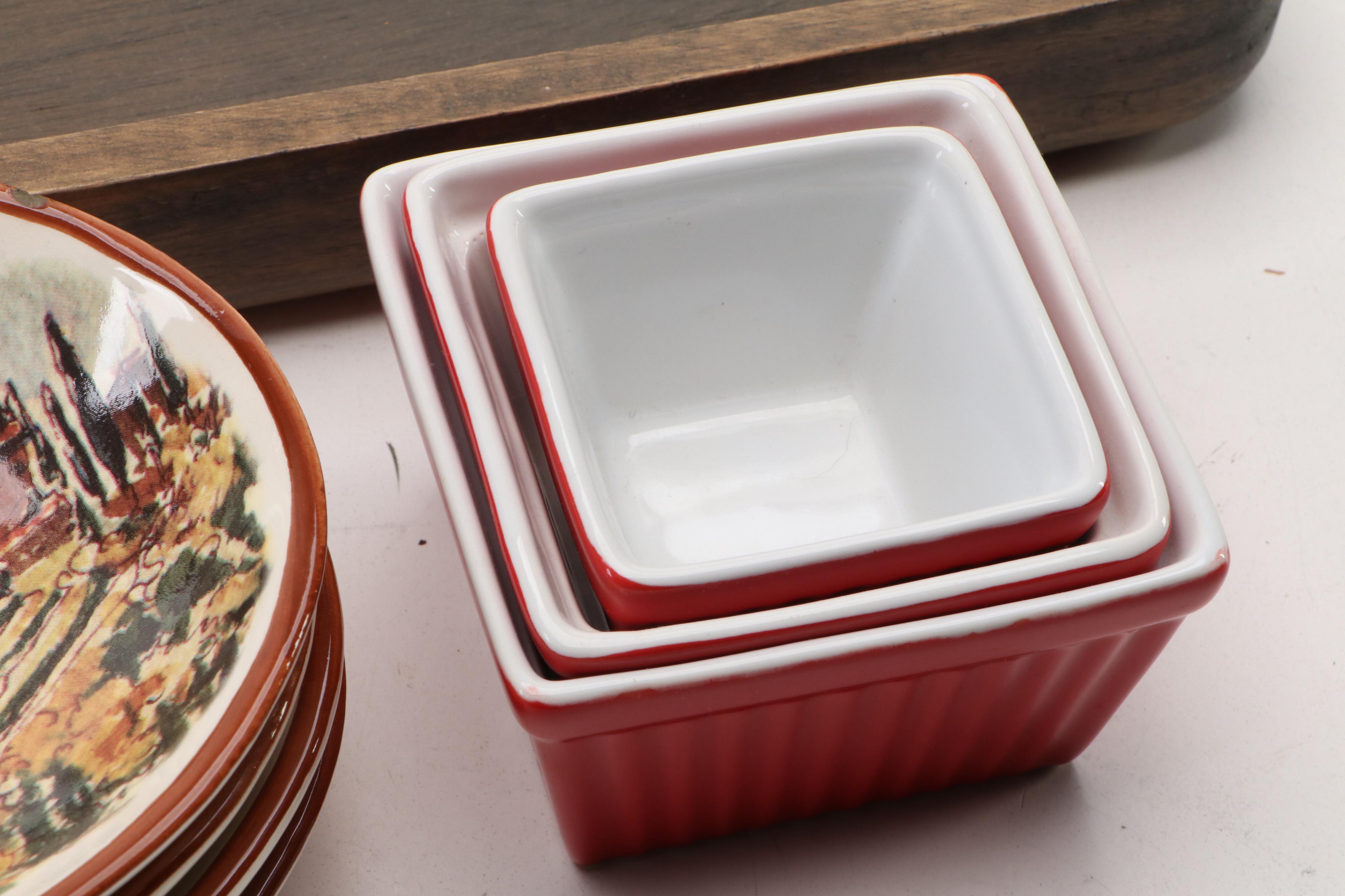 Artificial Flower Bouquet with Faux Potted Plant, Nesting Bowls and More