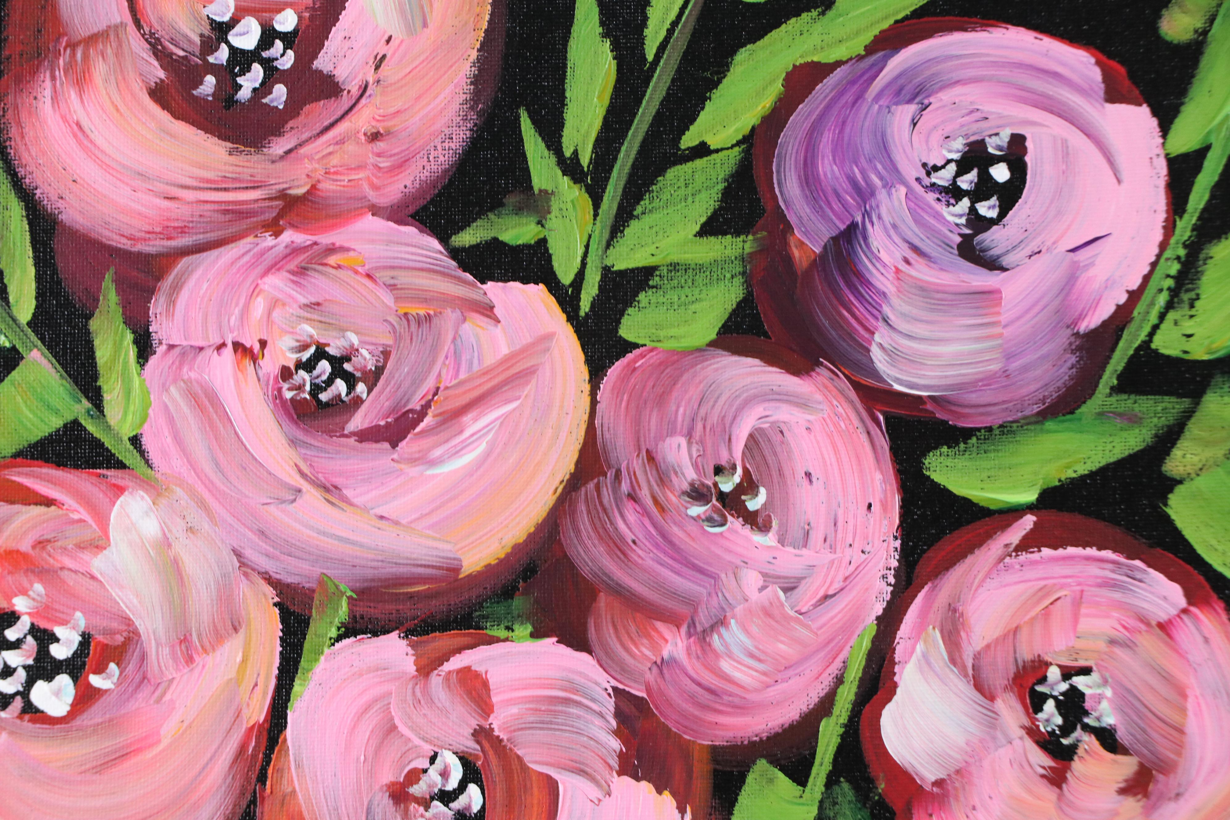 Corbellic Stylized Acrylic Still Life Painting of Floral Bouquet, 2025