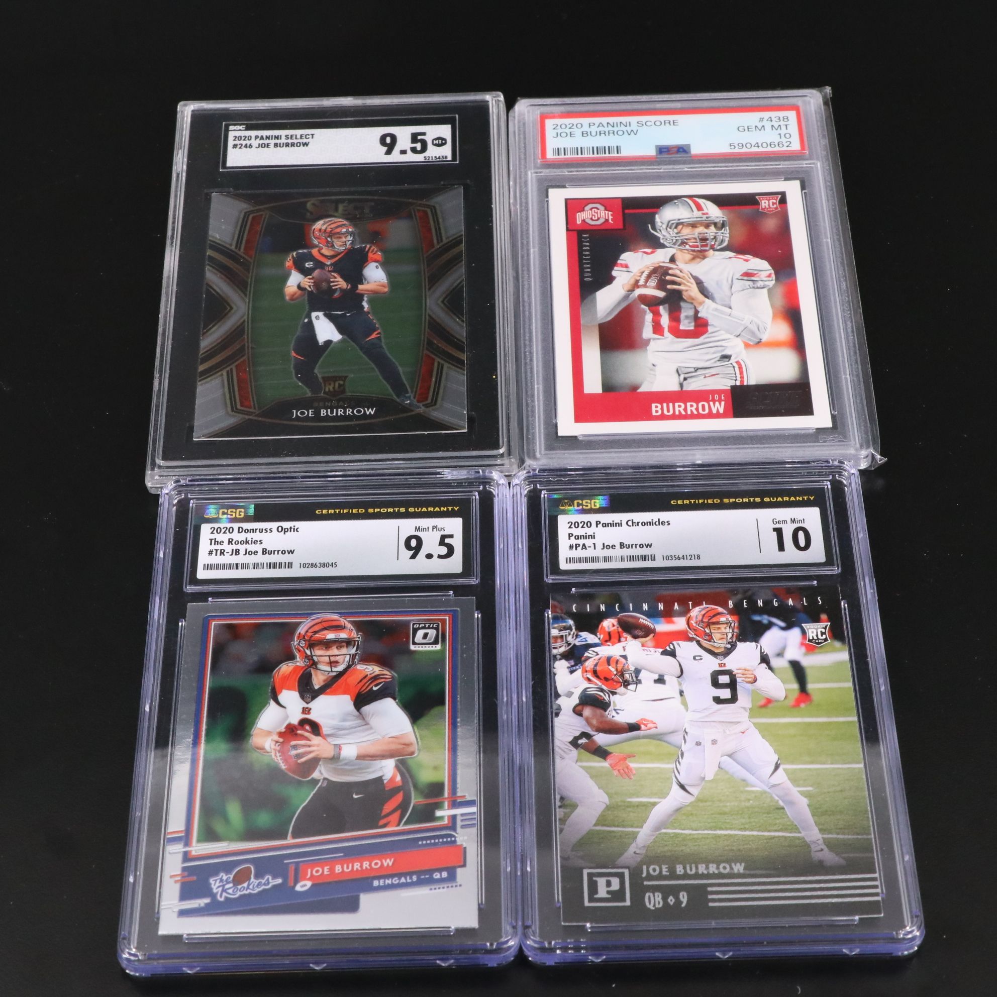 Joe Burrow Graded Cincinnati Bengals Rookie Football Cards
