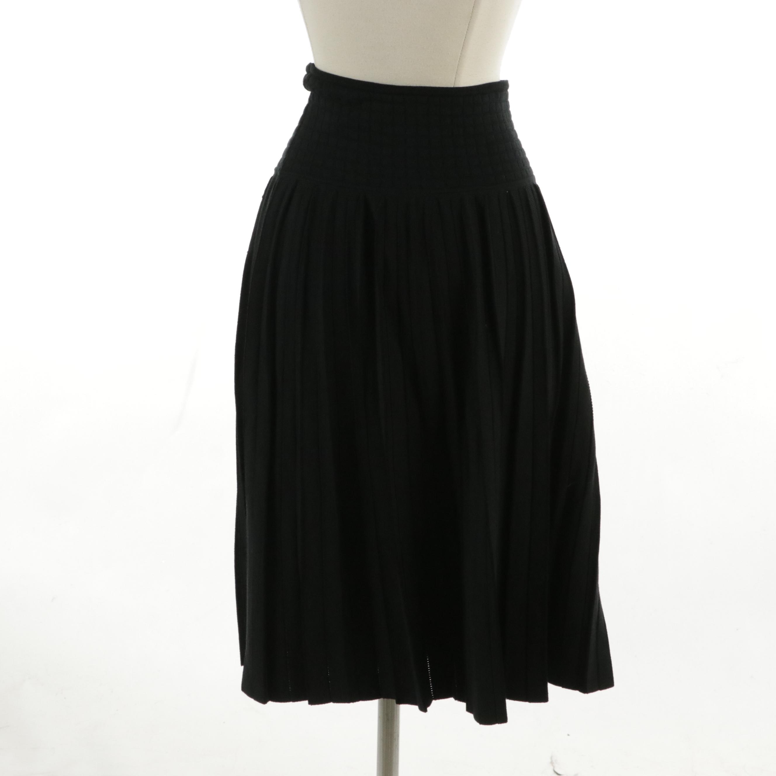 Chanel Autumn Collection Pleated Yoke Skirt in Rayon Knit