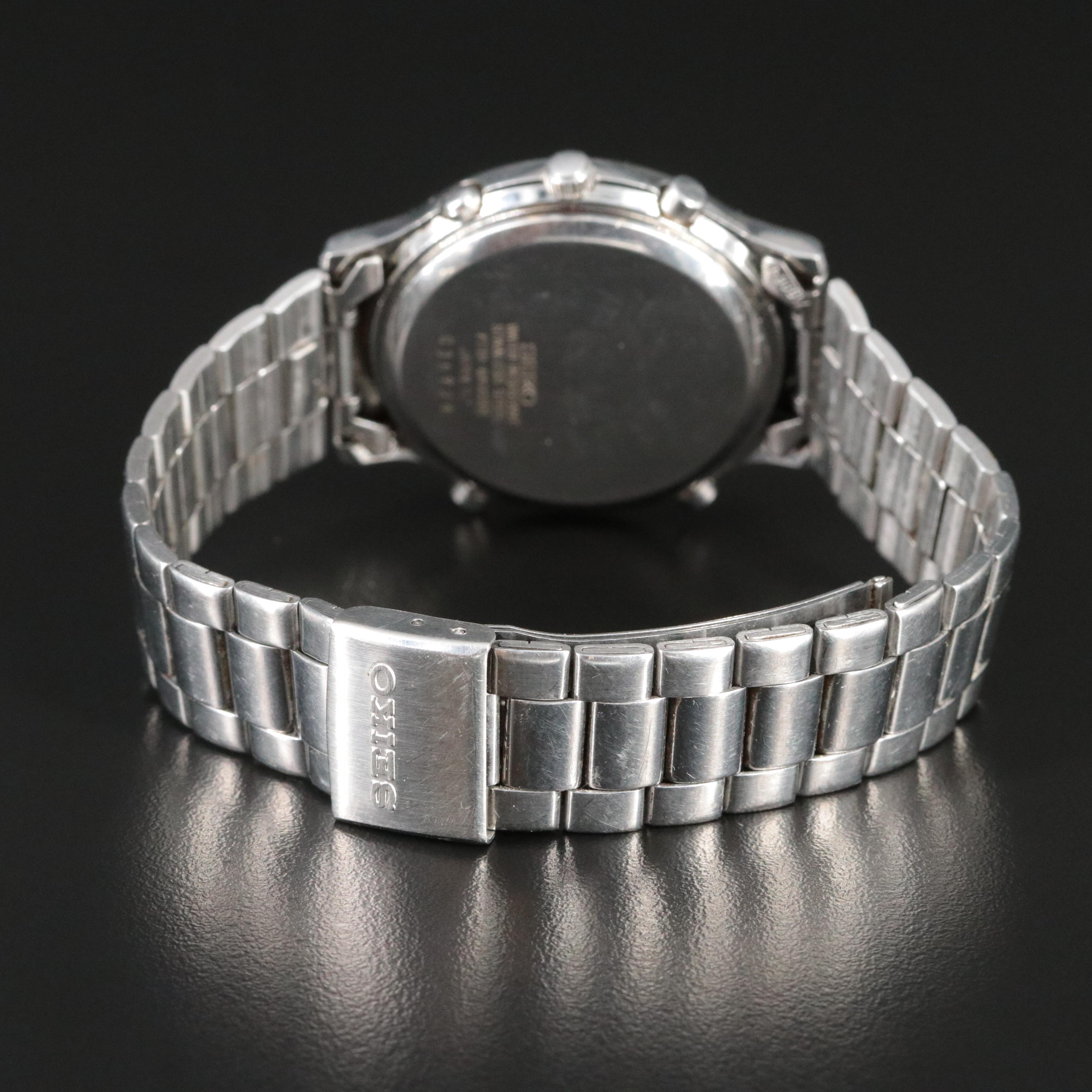 Seiko Quartz Chronograph 7T32 Stainless Steel Watch