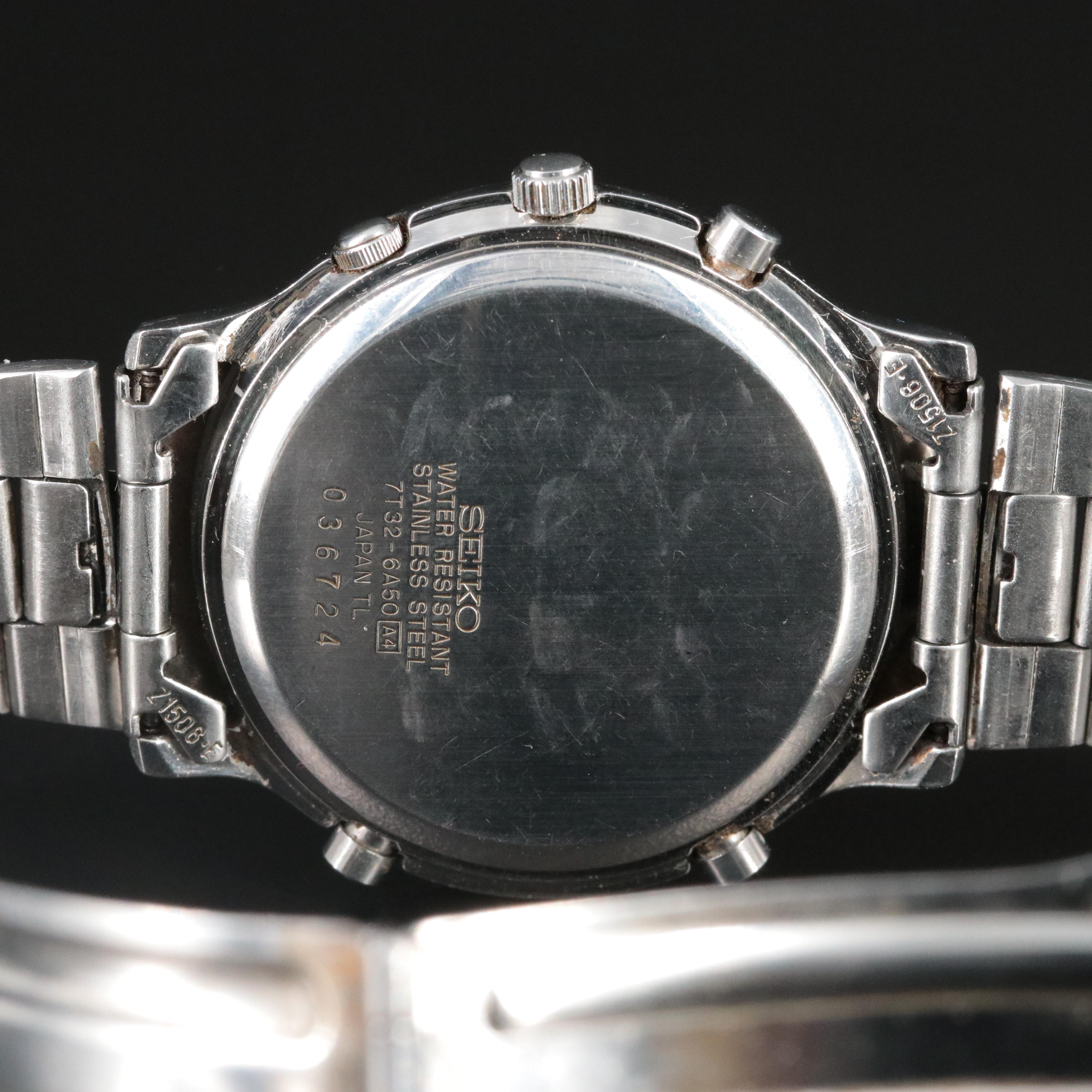 Seiko Quartz Chronograph 7T32 Stainless Steel Watch