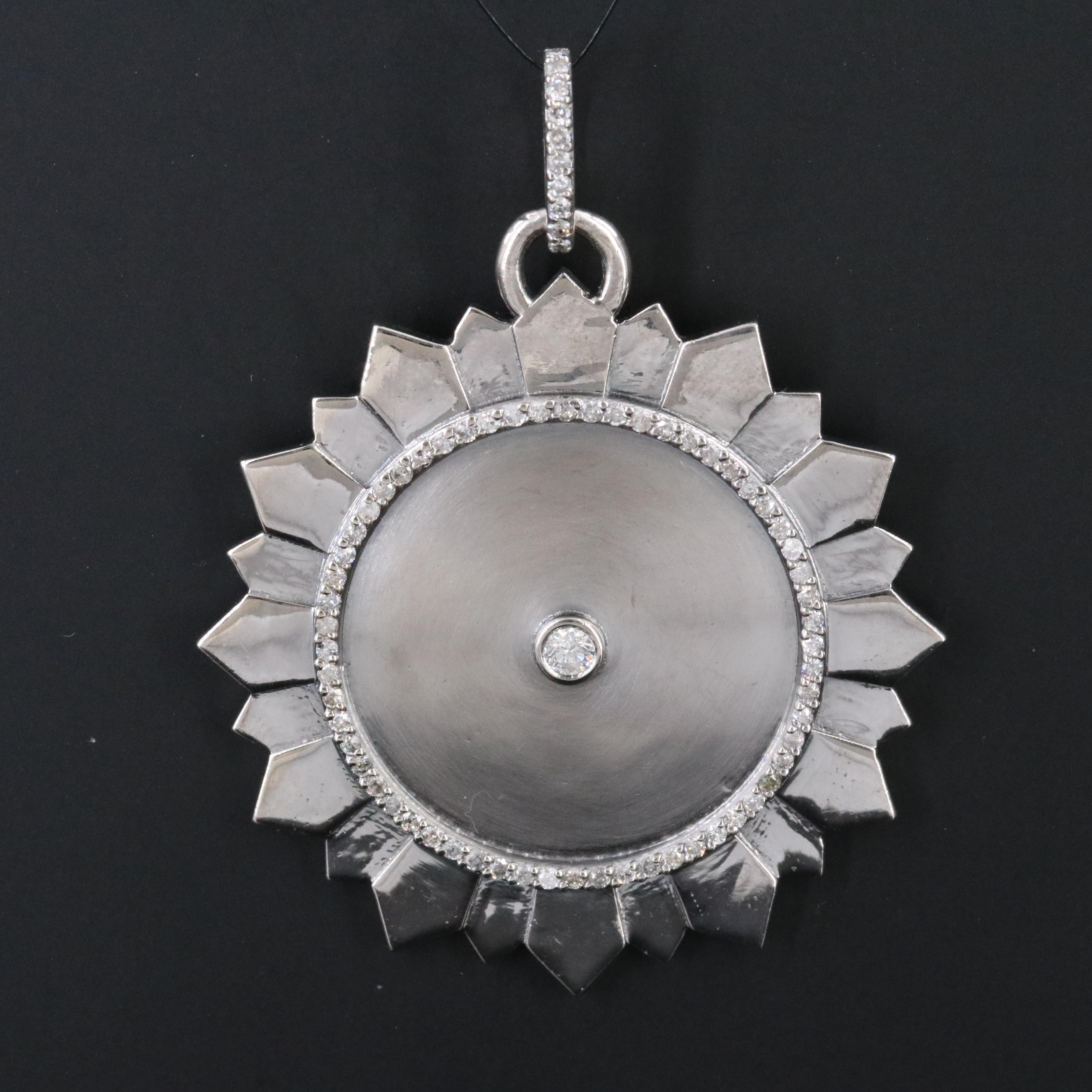 Sheryl Lowe Sterling and Diamond Sunflower Pendant