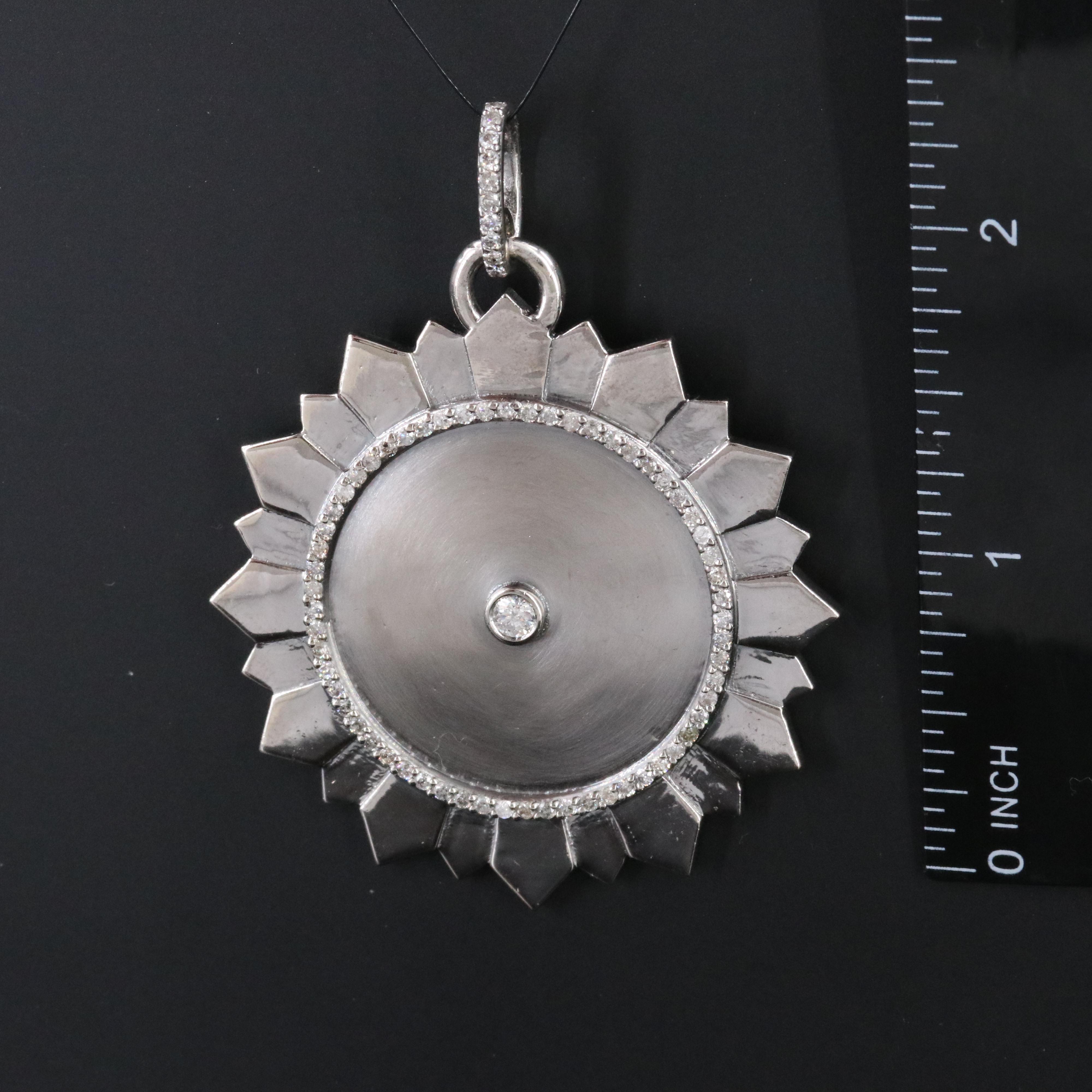 Sheryl Lowe Sterling and Diamond Sunflower Pendant