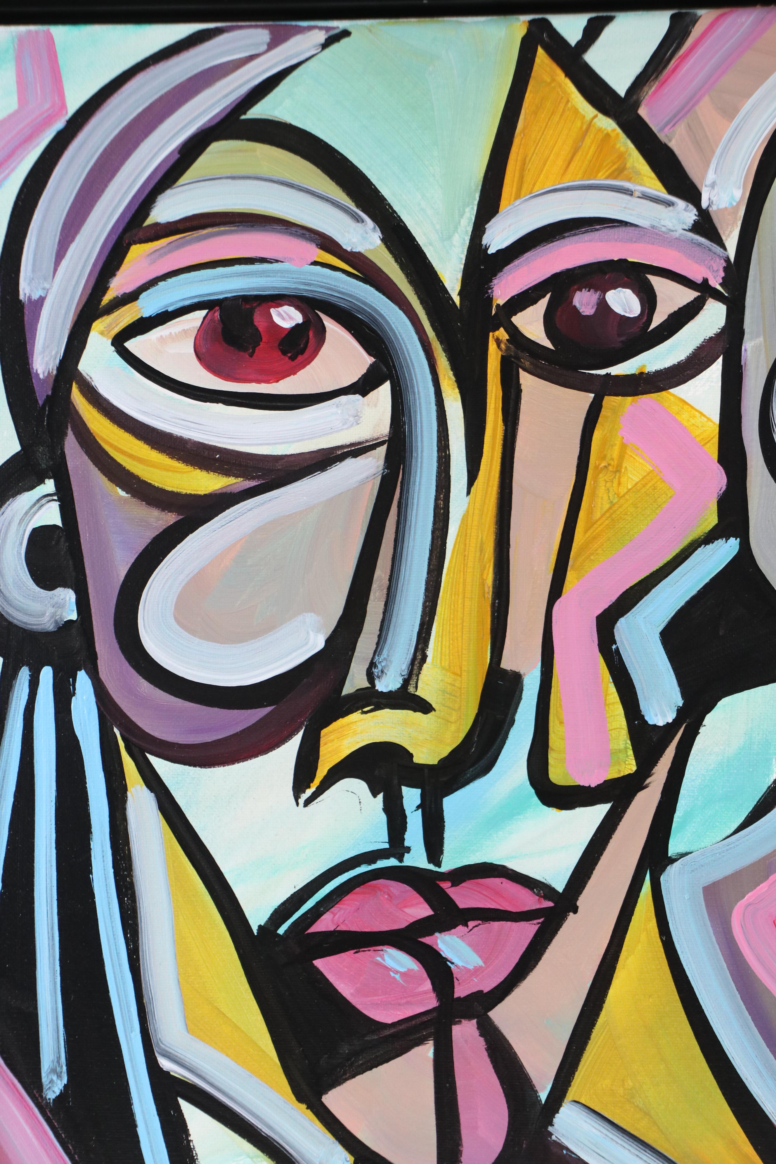 Corbellic Stylized Acrylic Portrait Inspired by Picasso, 2025