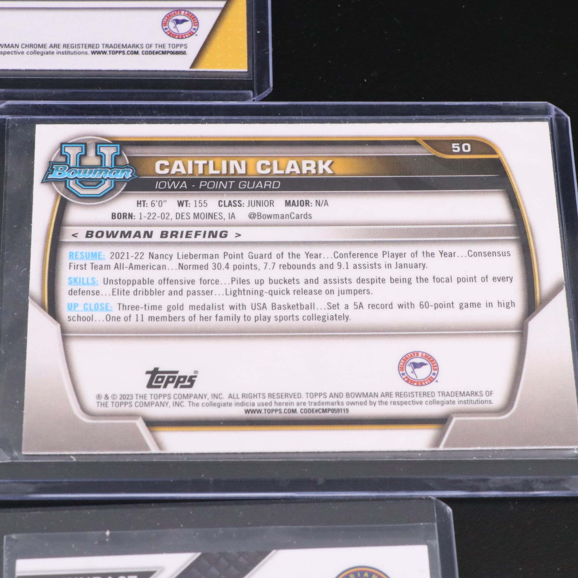 Bowman Chrome with Other Caitlin Clark Rookie Year & Collegiate Basketball Cards