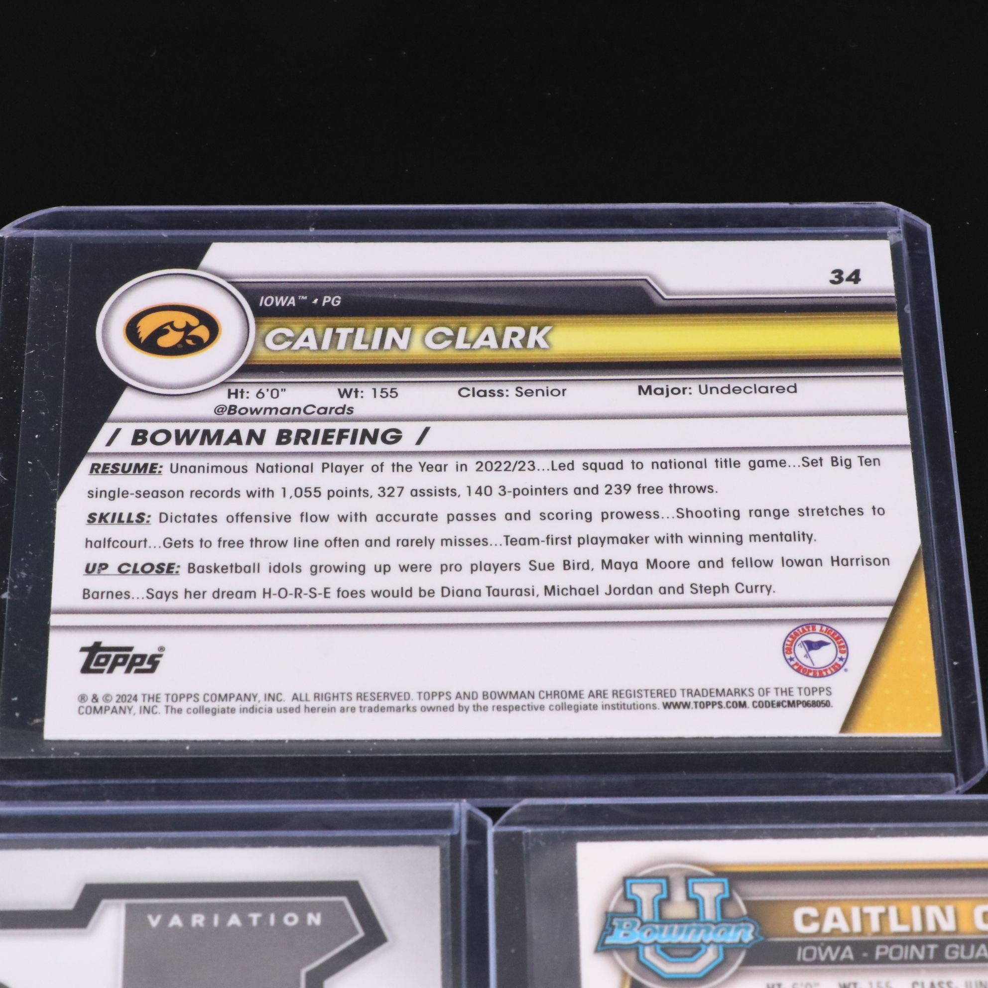 Bowman Chrome with Other Caitlin Clark Rookie Year & Collegiate Basketball Cards