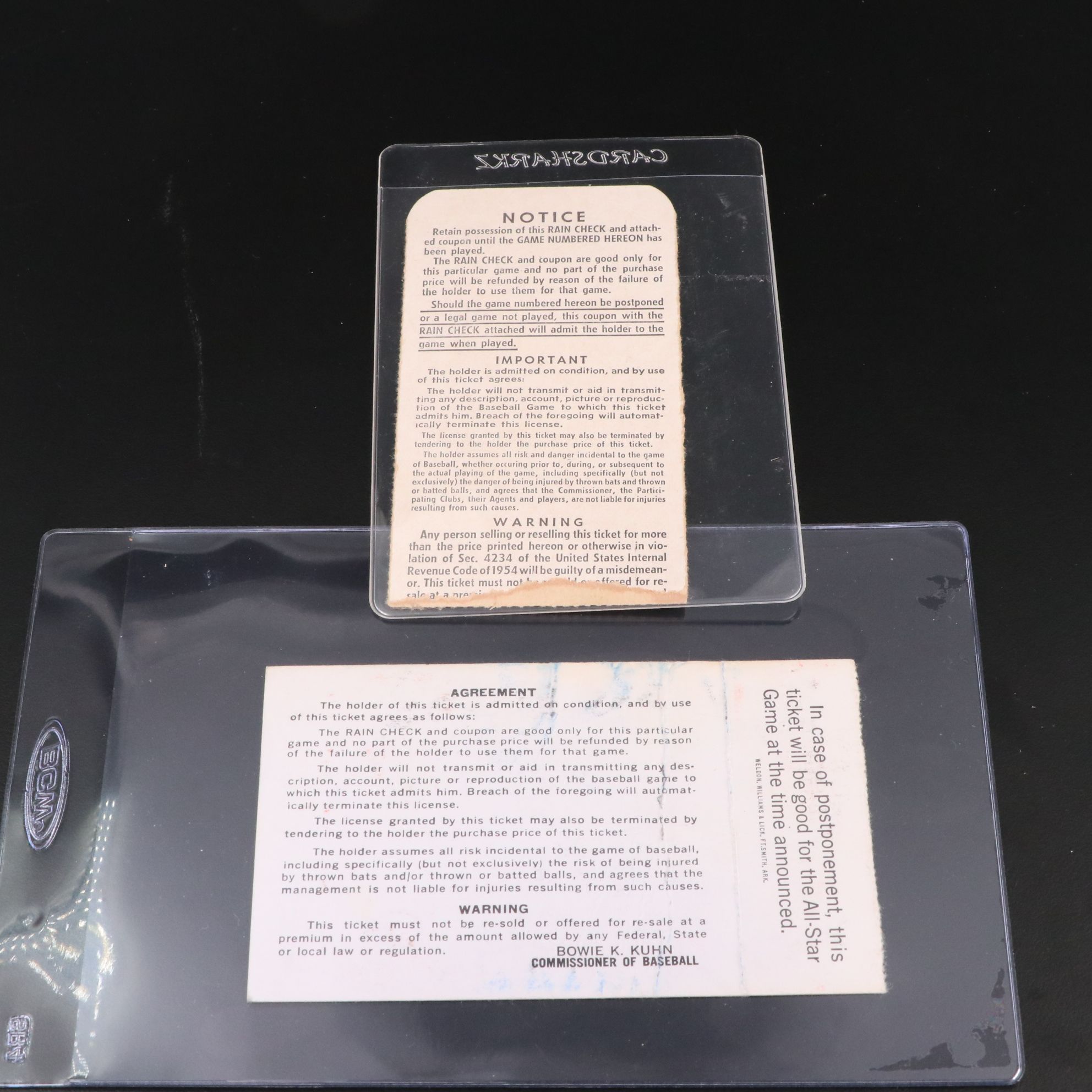 1961 World Series and 1970 All-Star Game Baseball Ticket Stubs