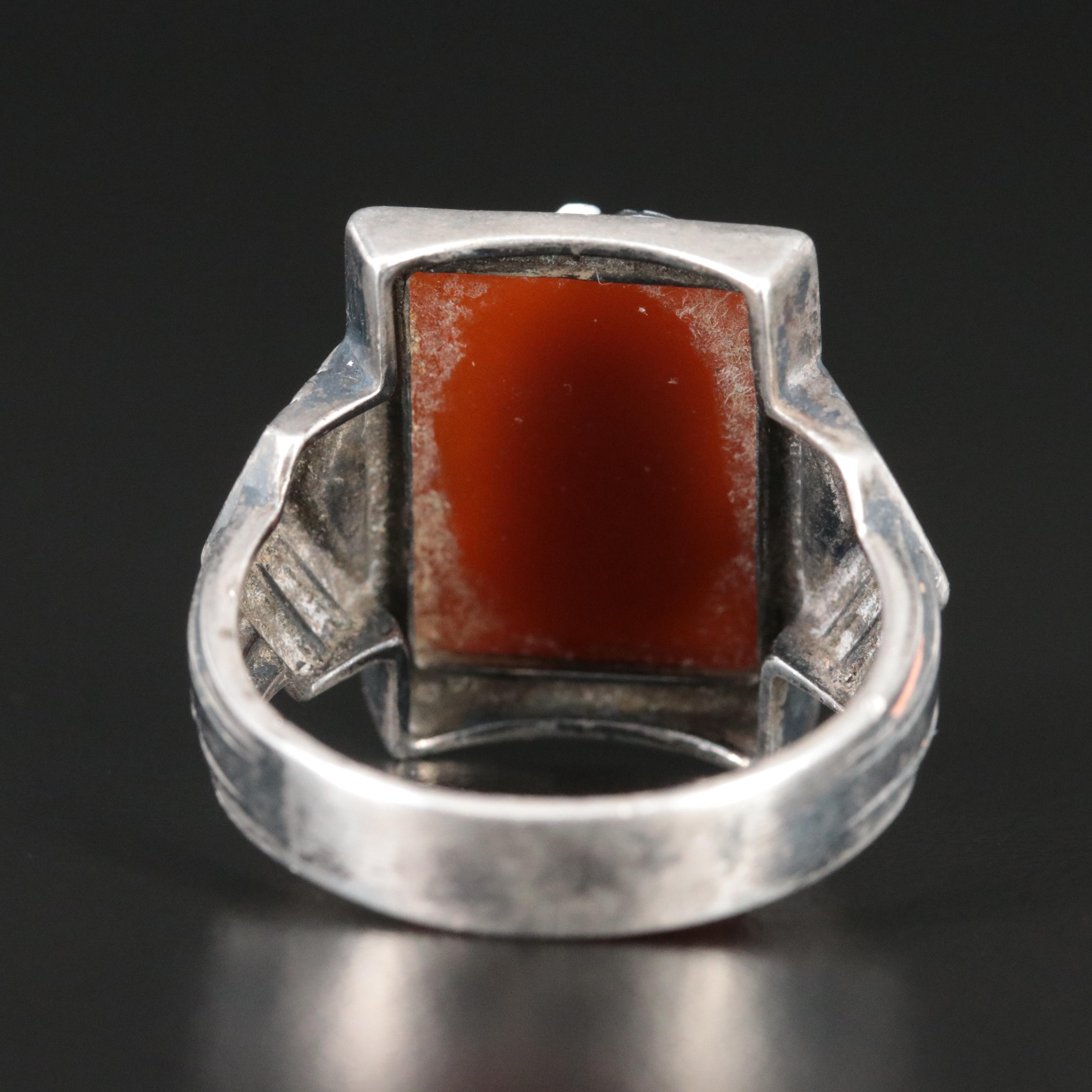 Vintage Sterling Sardonyx Roman Soldier Cameo Ring