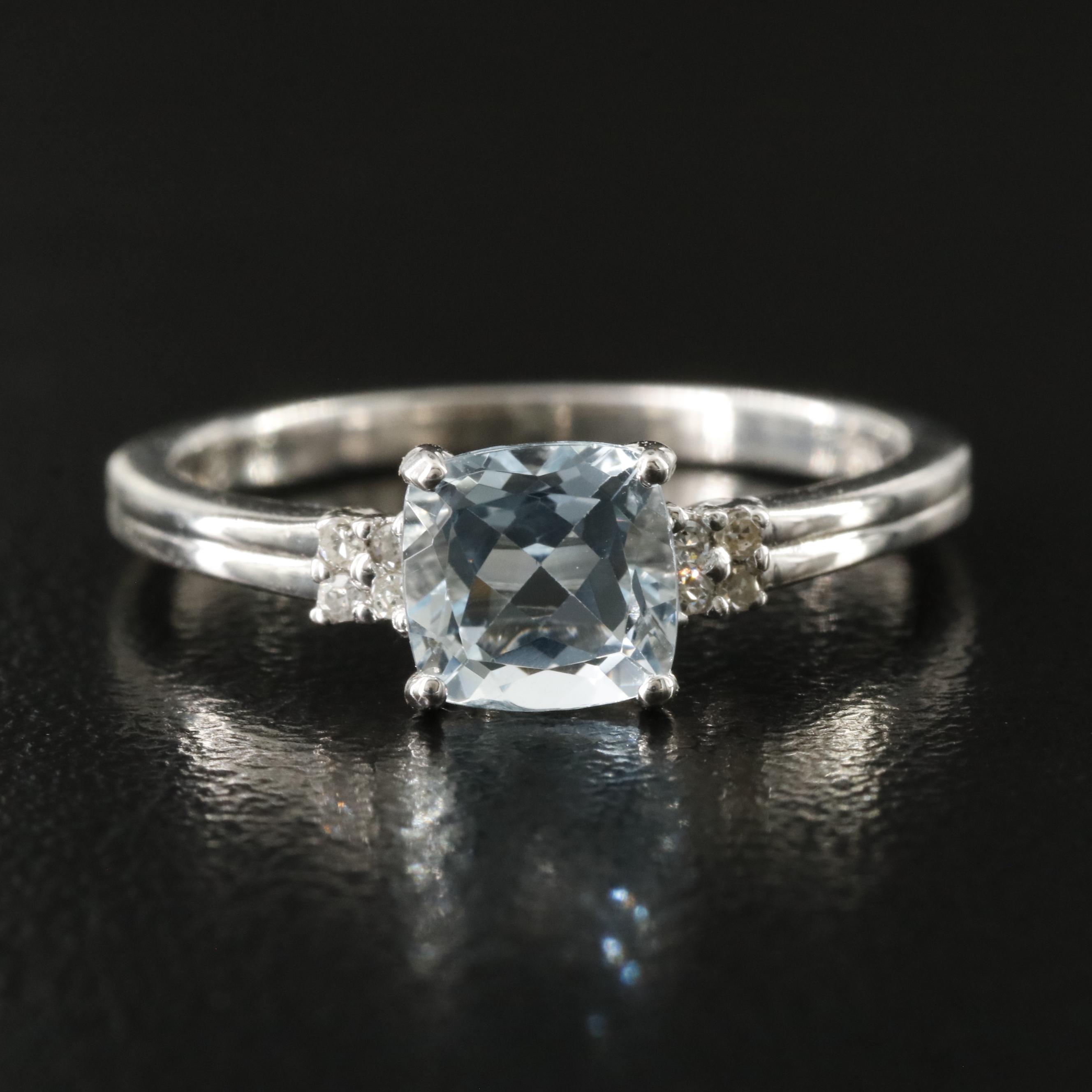 14K Aquamarine and Diamond Ring