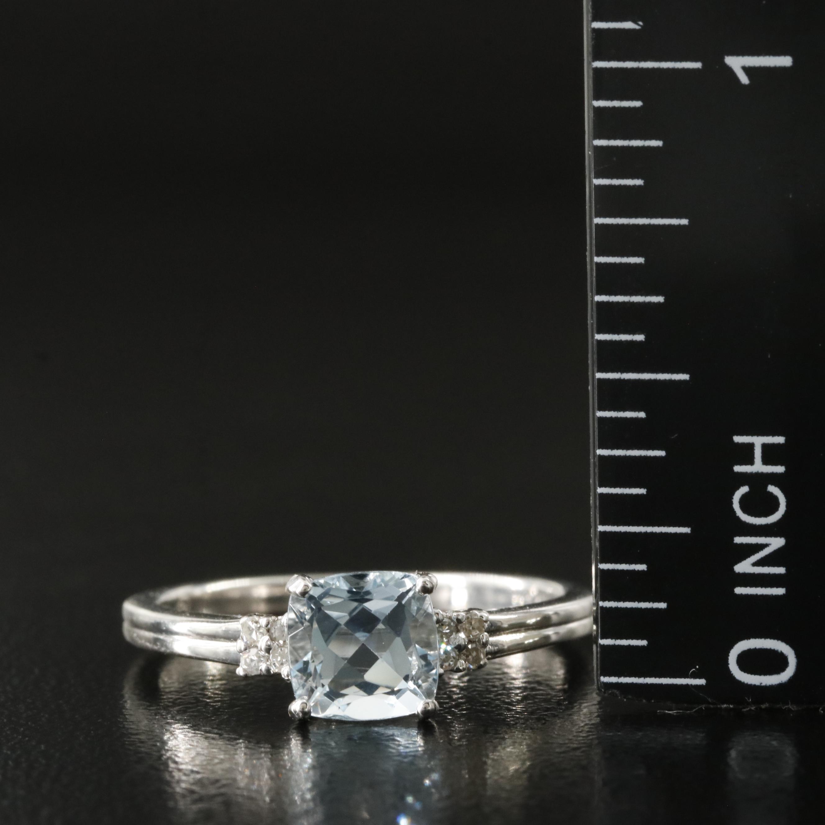 14K Aquamarine and Diamond Ring