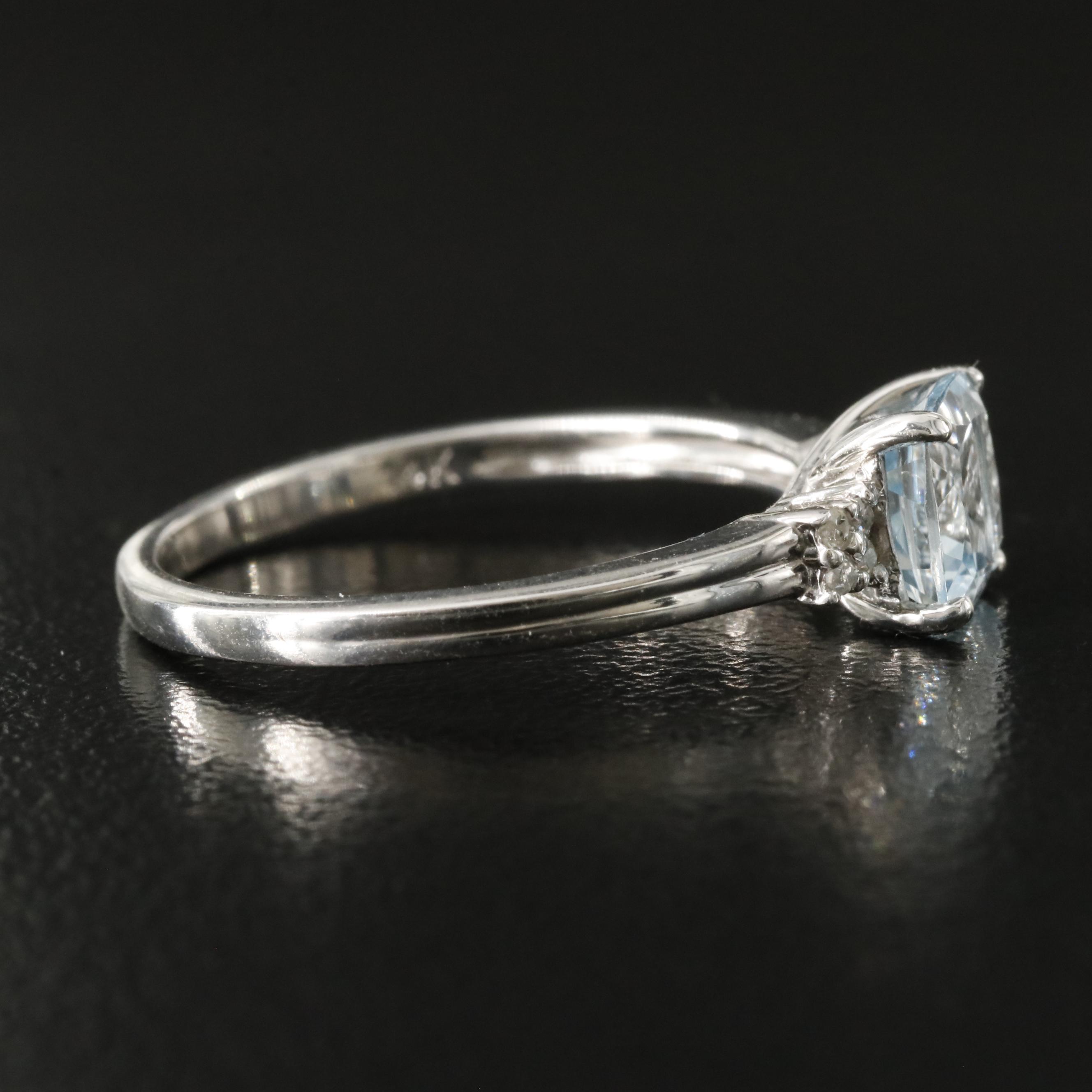14K Aquamarine and Diamond Ring