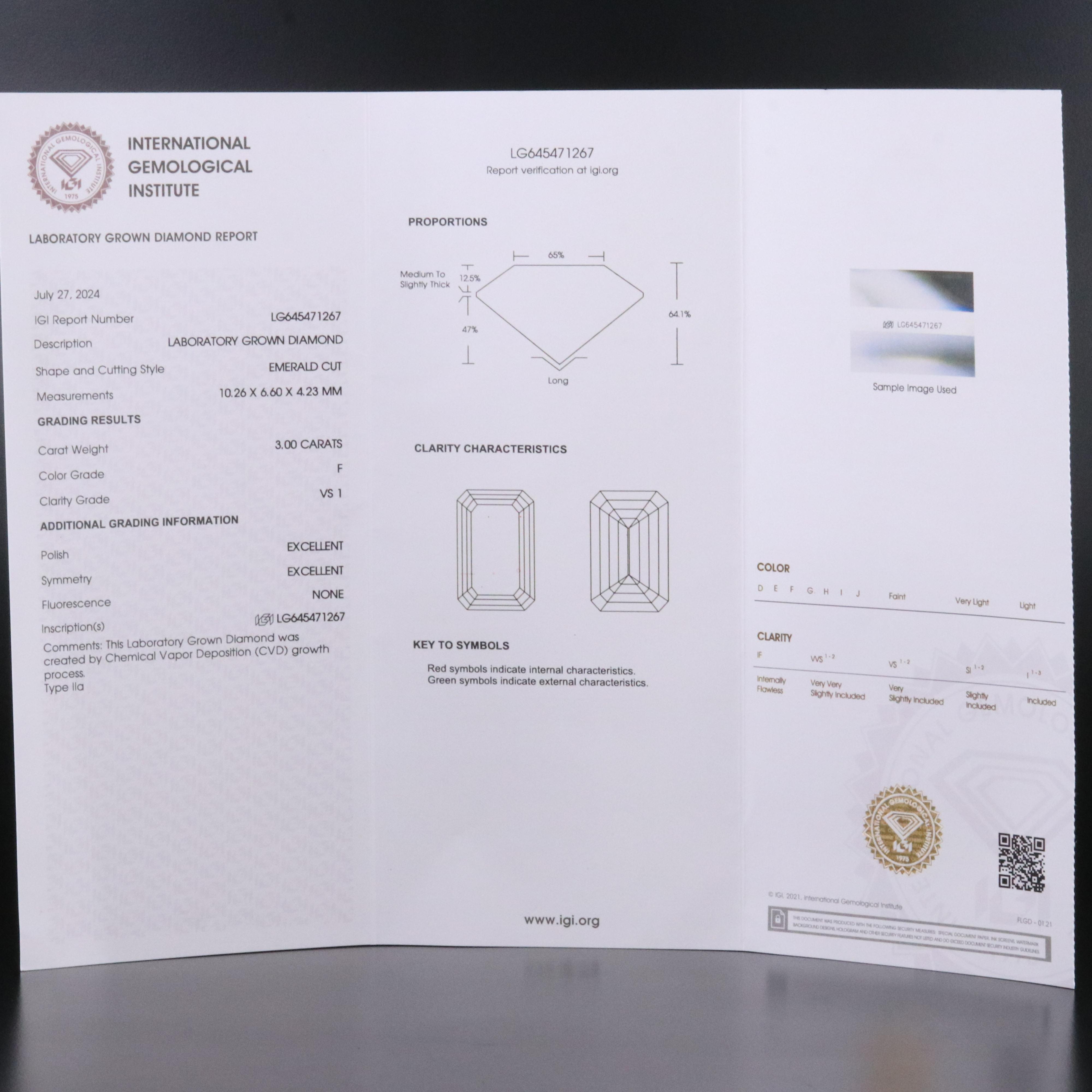 14K 3.00 CT Lab Grown Diamond Solitaire Ring with IGI Report