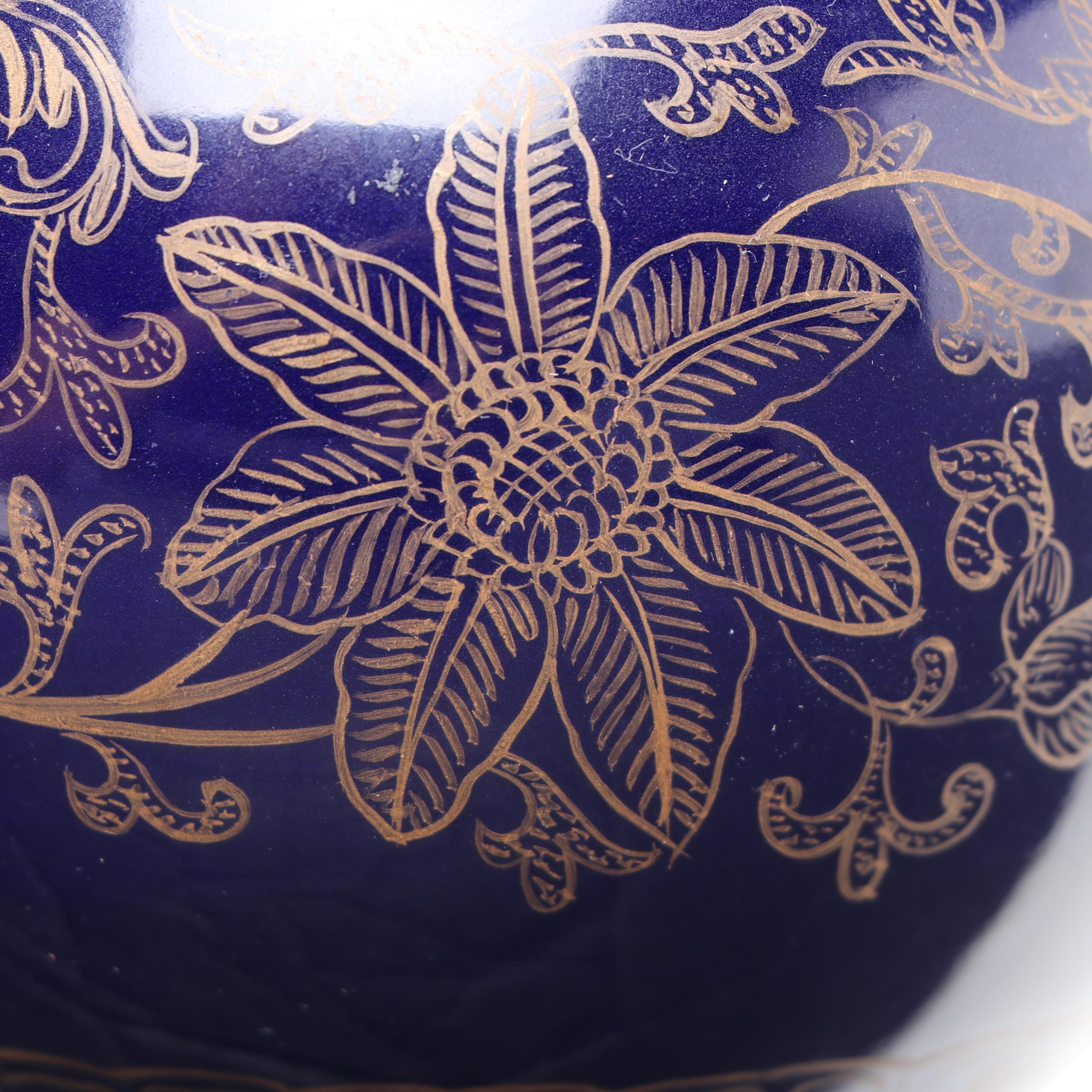 Porcelain Floral Motif Vase with Tea Dust Green Glazed Ceramic Vase