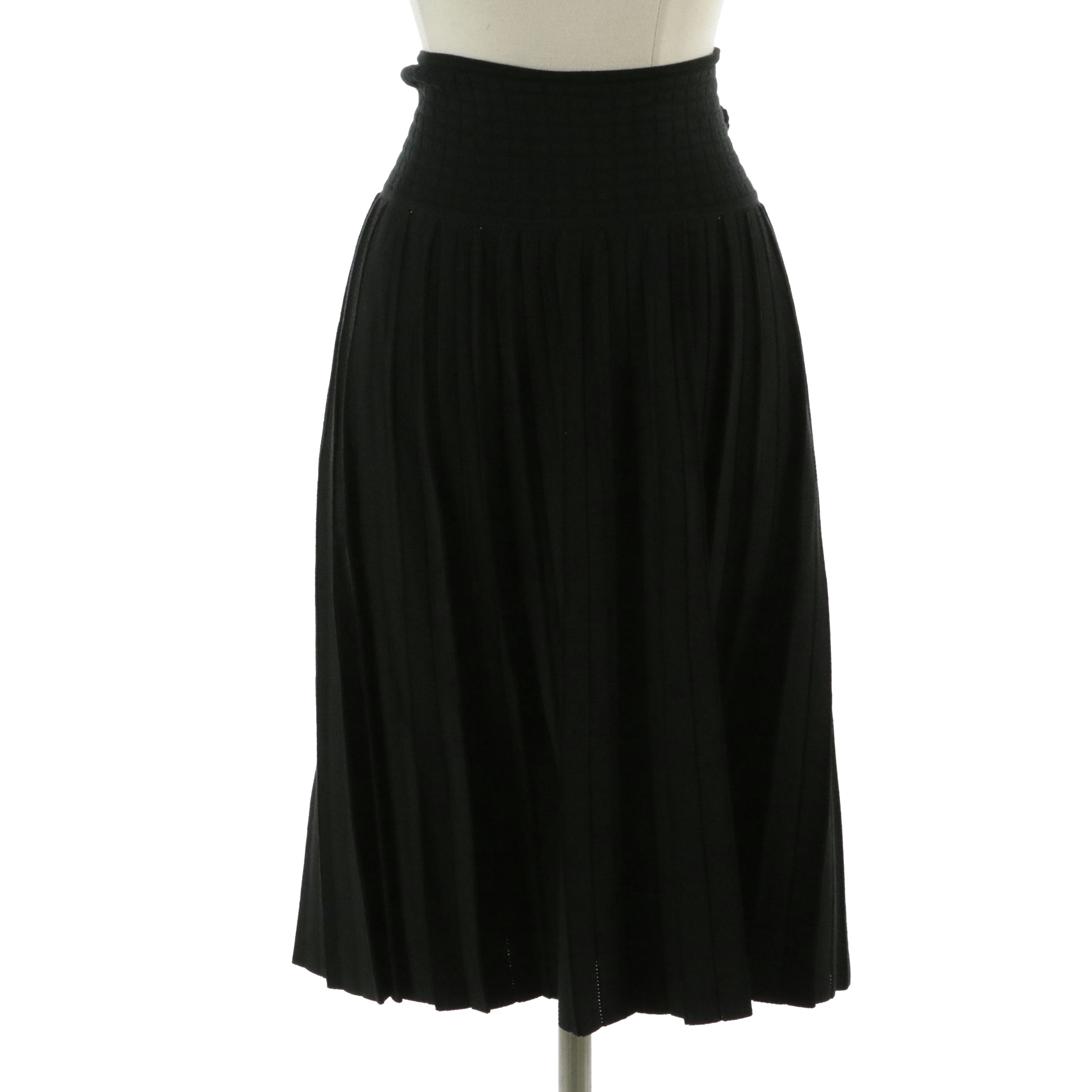 Chanel Autumn Collection Pleated Yoke Skirt in Rayon Knit
