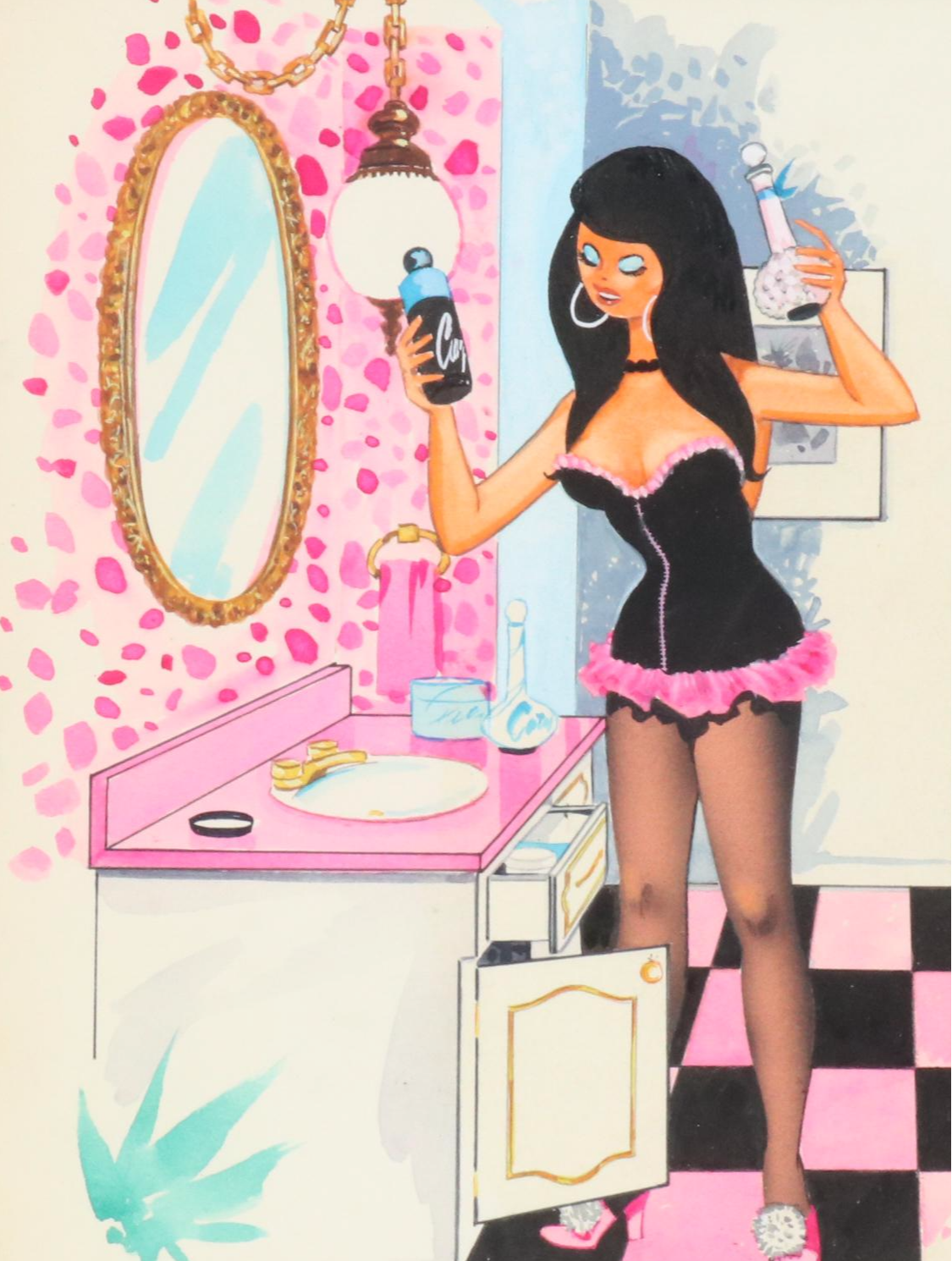 George Wagner Pin-Up Style Marker and Pen Illustrations, Mid-20th C.