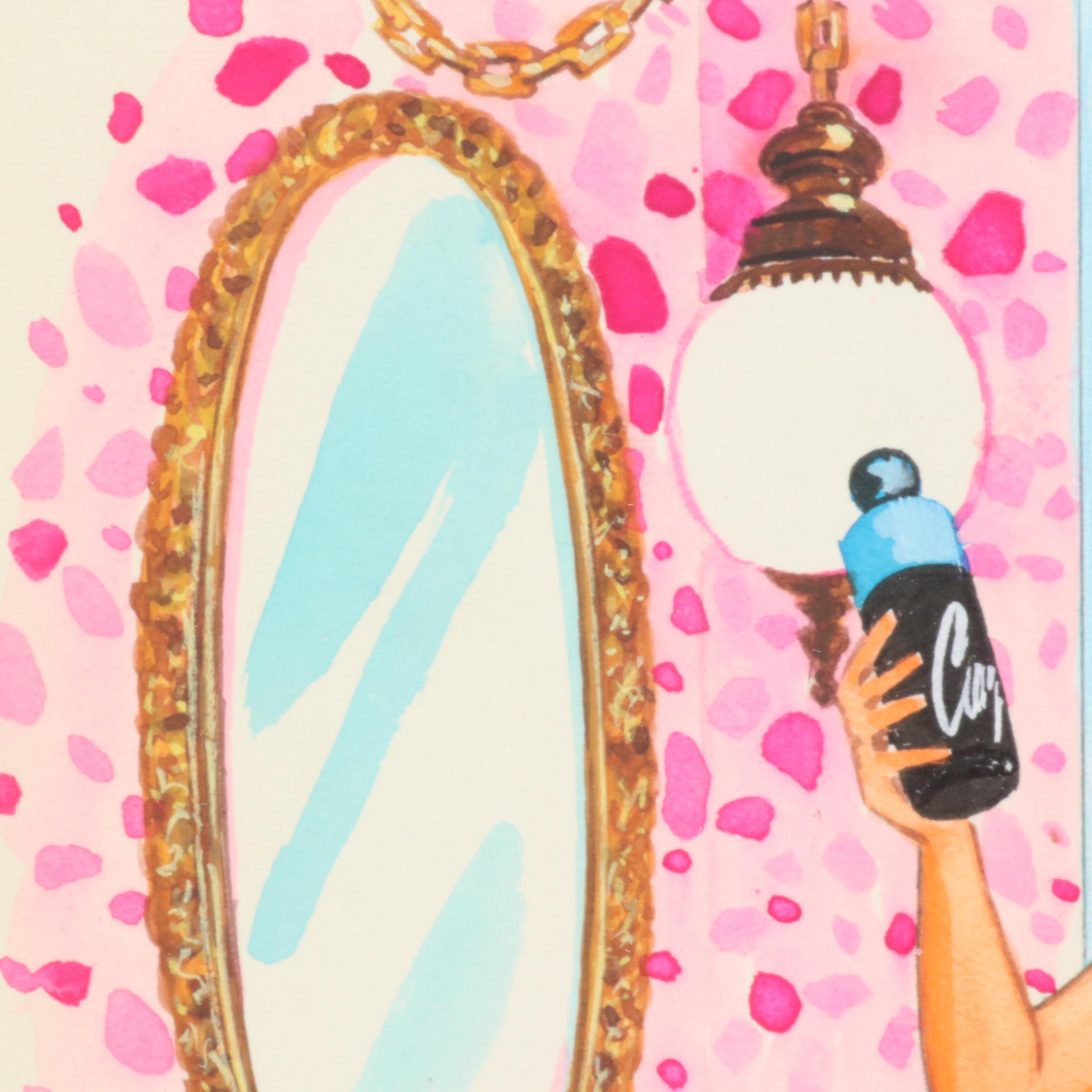 George Wagner Pin-Up Style Marker and Pen Illustrations, Mid-20th C.