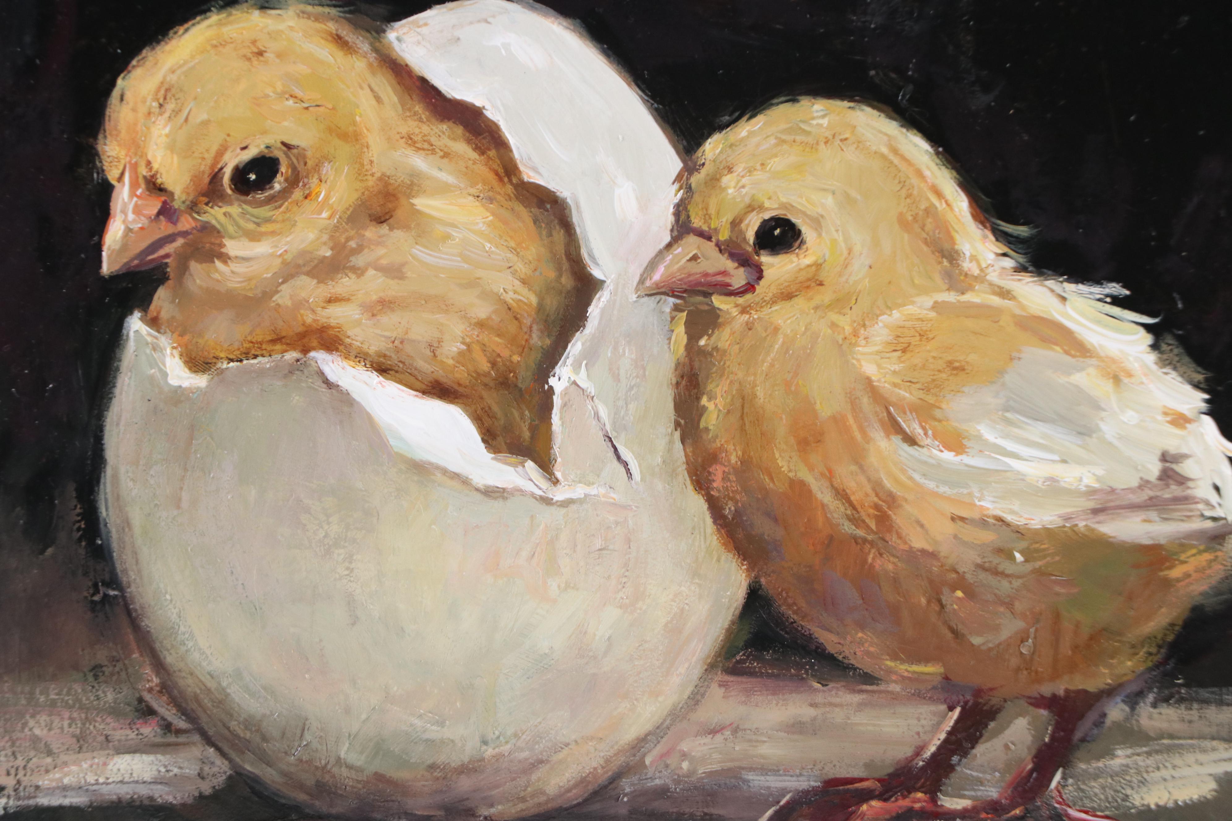 M.H. Oil Painting of Hatching Chicks, 2017