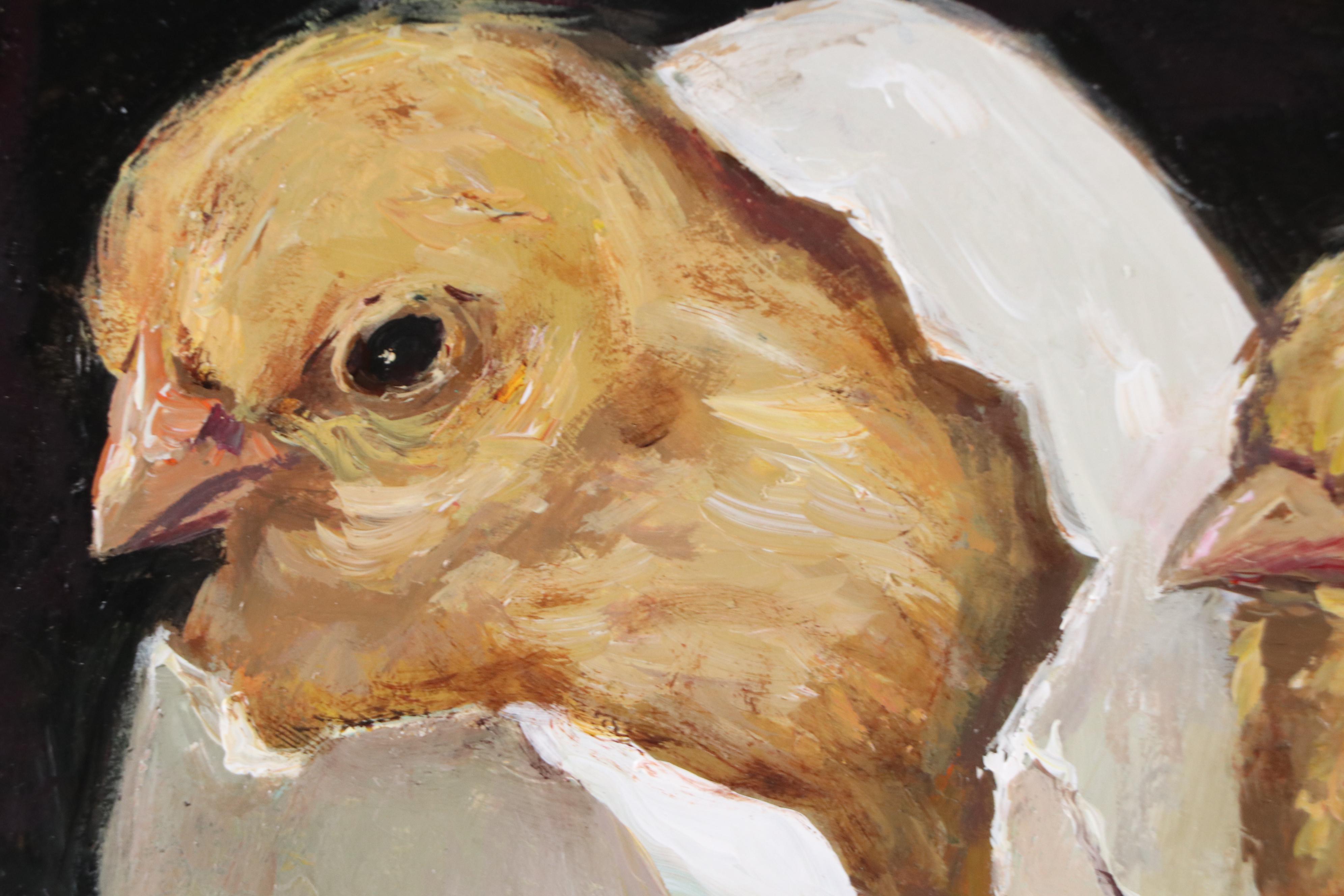 M.H. Oil Painting of Hatching Chicks, 2017