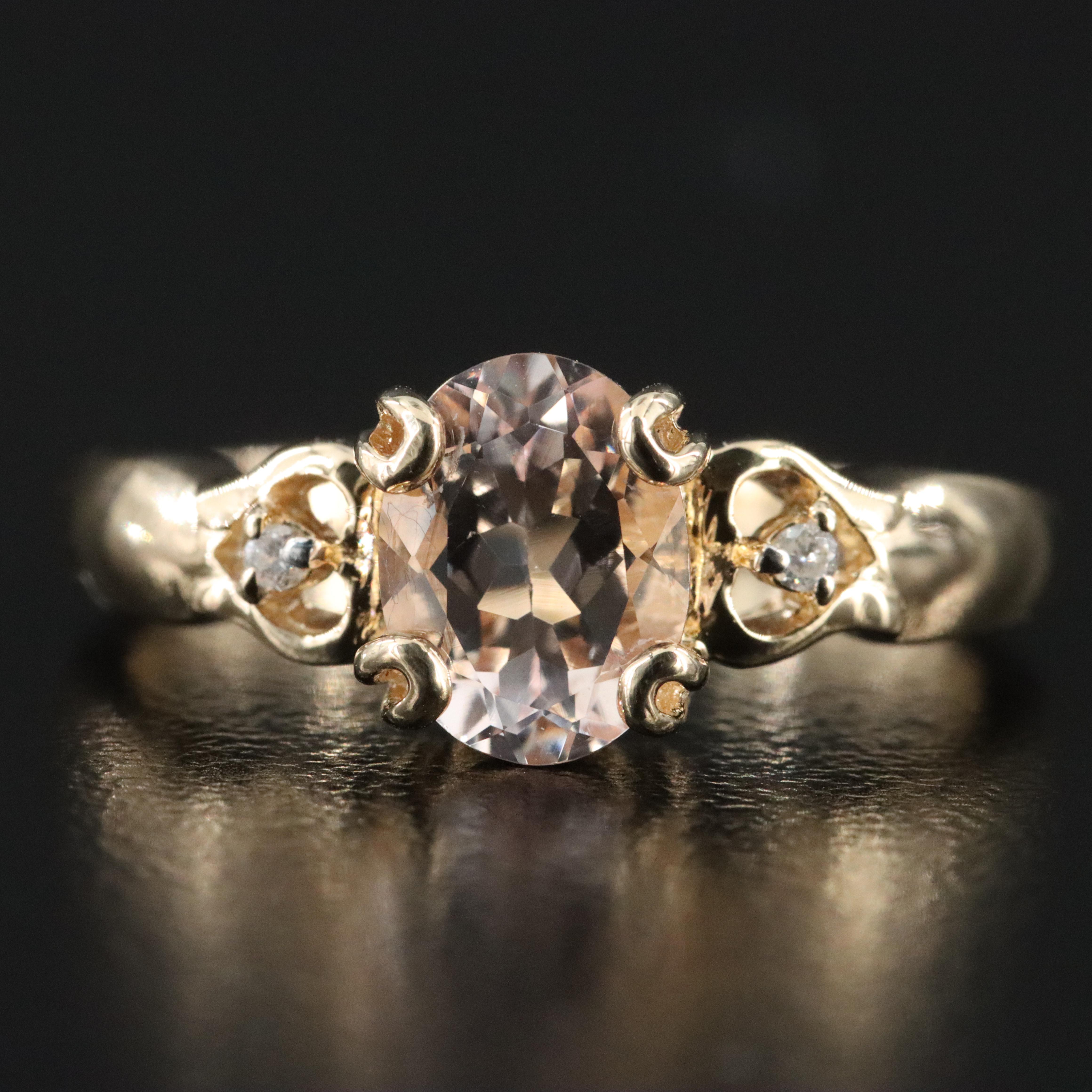 14K Morganite and Diamond Ring